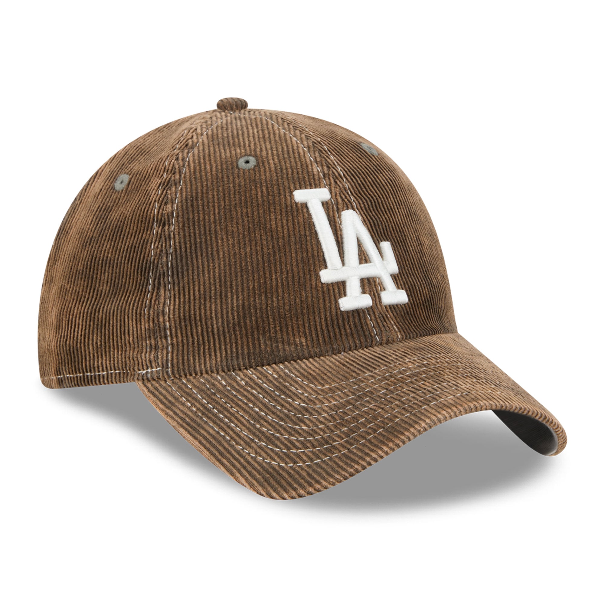 Casquette New Era Olive Los Angeles Dodgers en velours côtelé, style classique et ajustable pour homme
