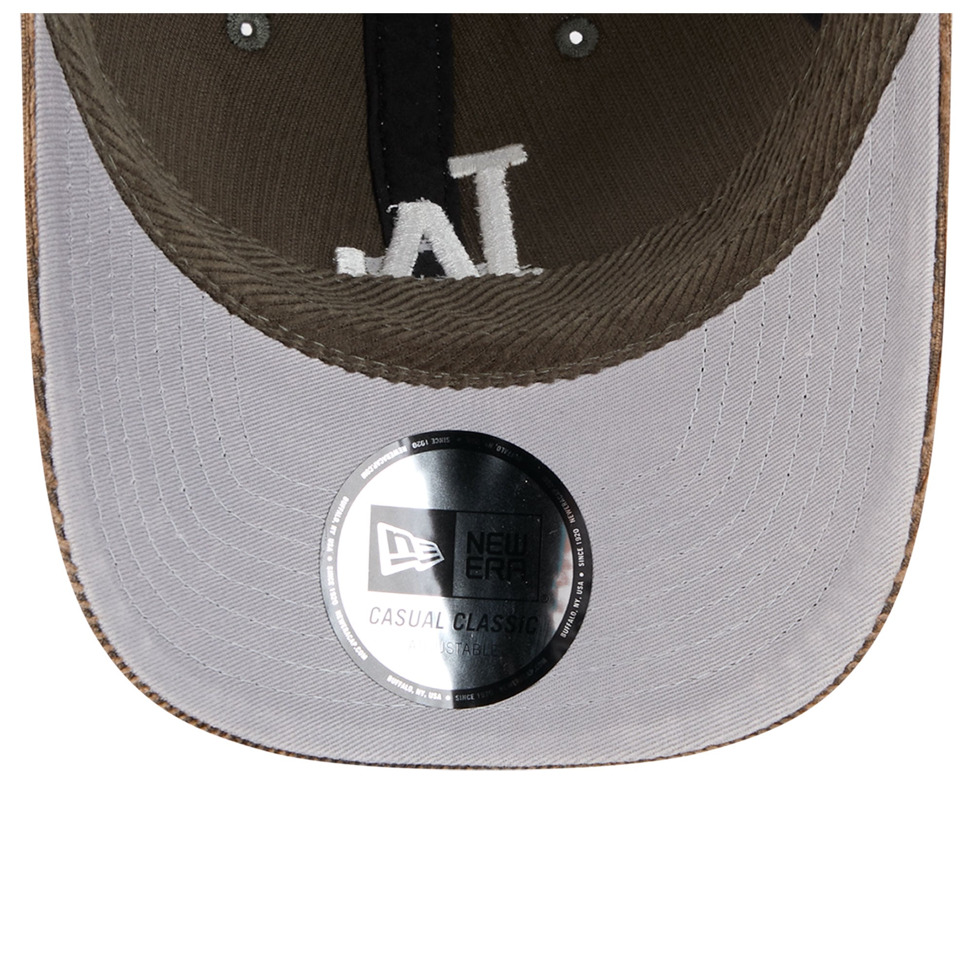 Casquette New Era Olive Los Angeles Dodgers en velours côtelé, style classique et ajustable pour homme