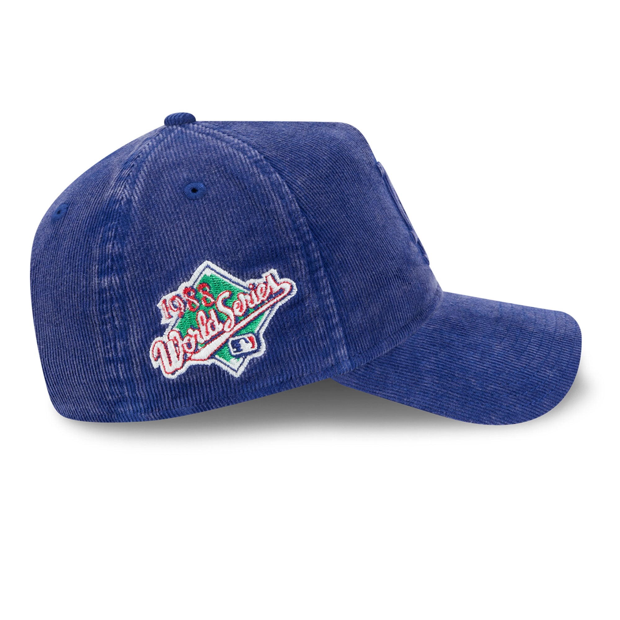 Casquette New Era Royal Los Angeles Dodgers 1988 World Series pour homme, en velours côtelé ton sur ton, modèle 9FORTY à monture A ajustable, avec écusson latéral latéral.
