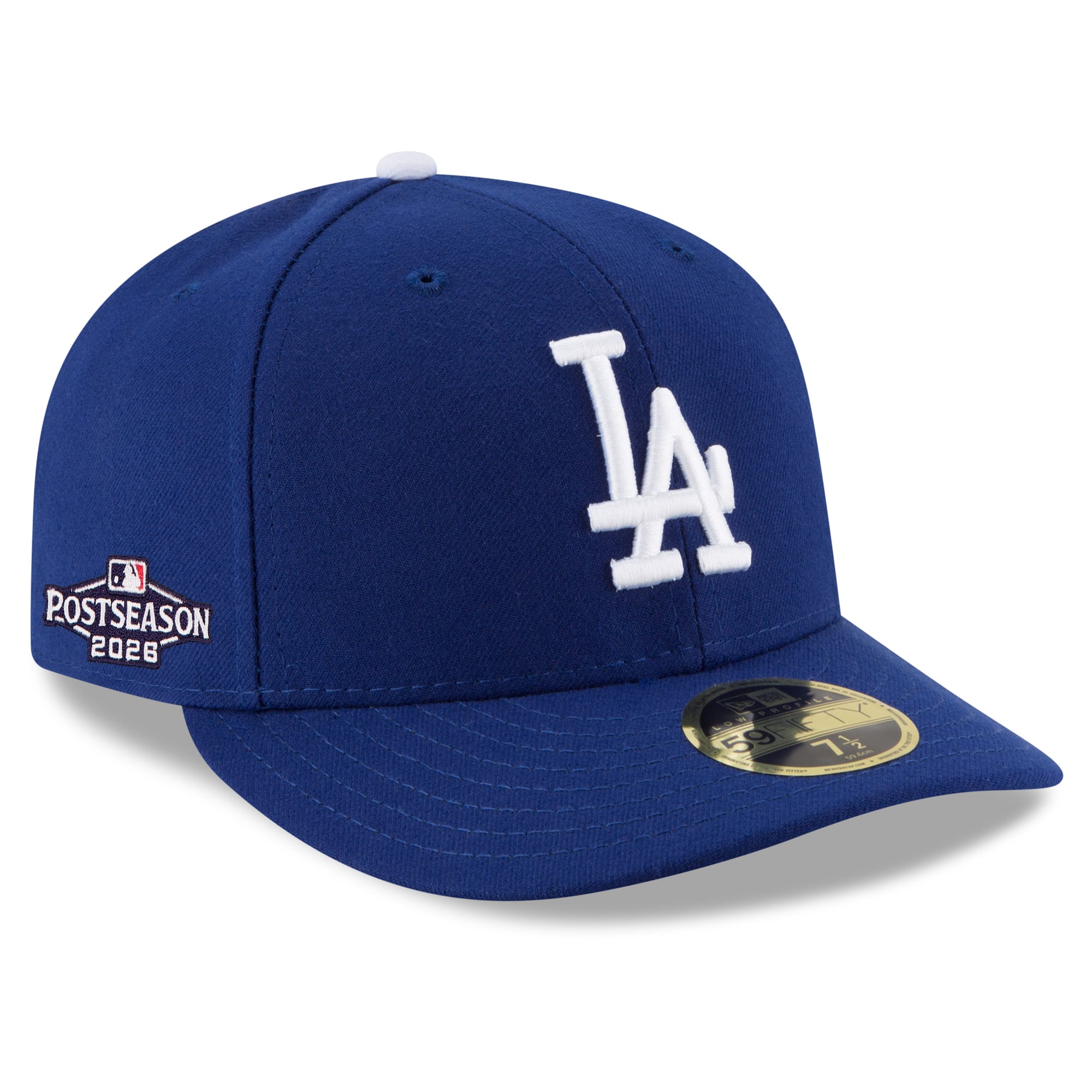 Casquette ajustée New Era Royal Los Angeles Dodgers 2026 MLB Postseason Side Patch Low Profile 59FIFTY pour homme