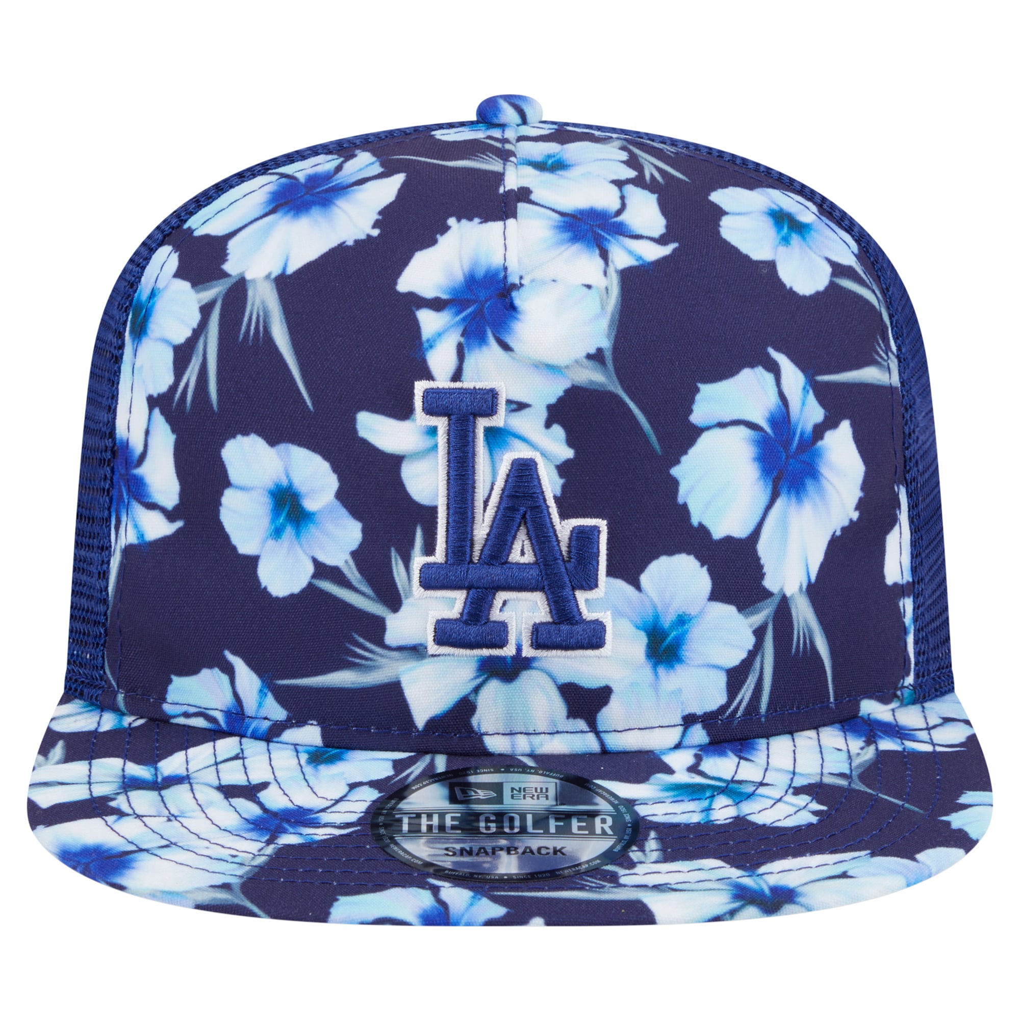Men's New Era Royal Los Angeles Dodgers Adventure Pattern Golfer Trucker Snapback Hat