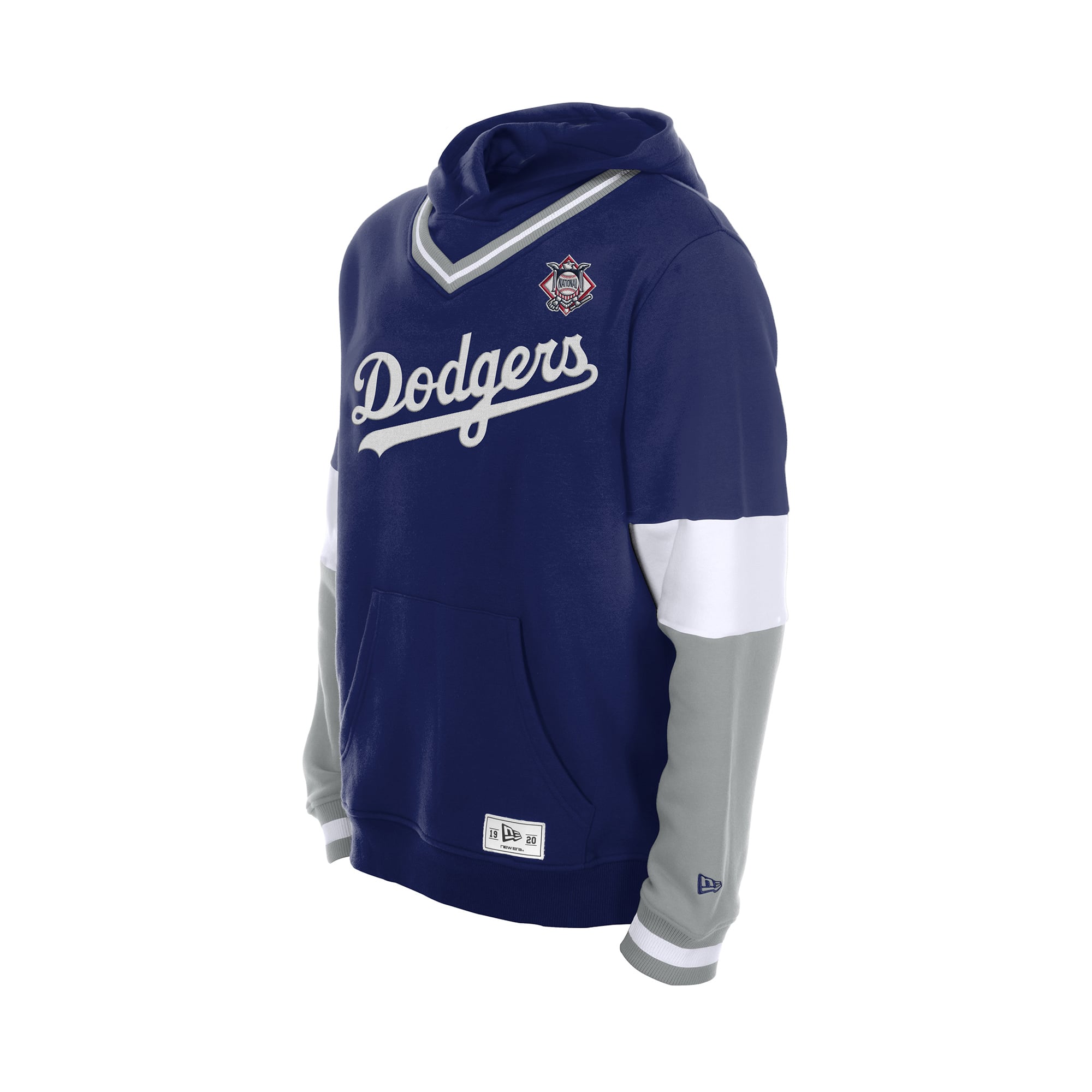 Sweat à capuche New Era Royal Los Angeles Dodgers pour homme, col en V, color block