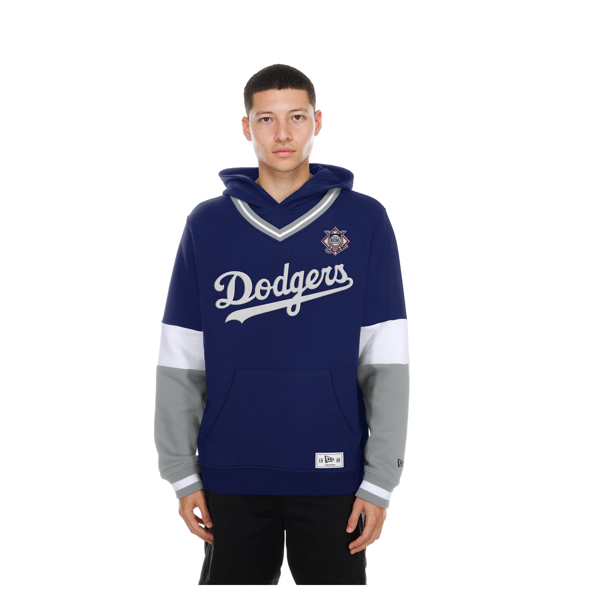 Sweat à capuche New Era Royal Los Angeles Dodgers pour homme, col en V, color block