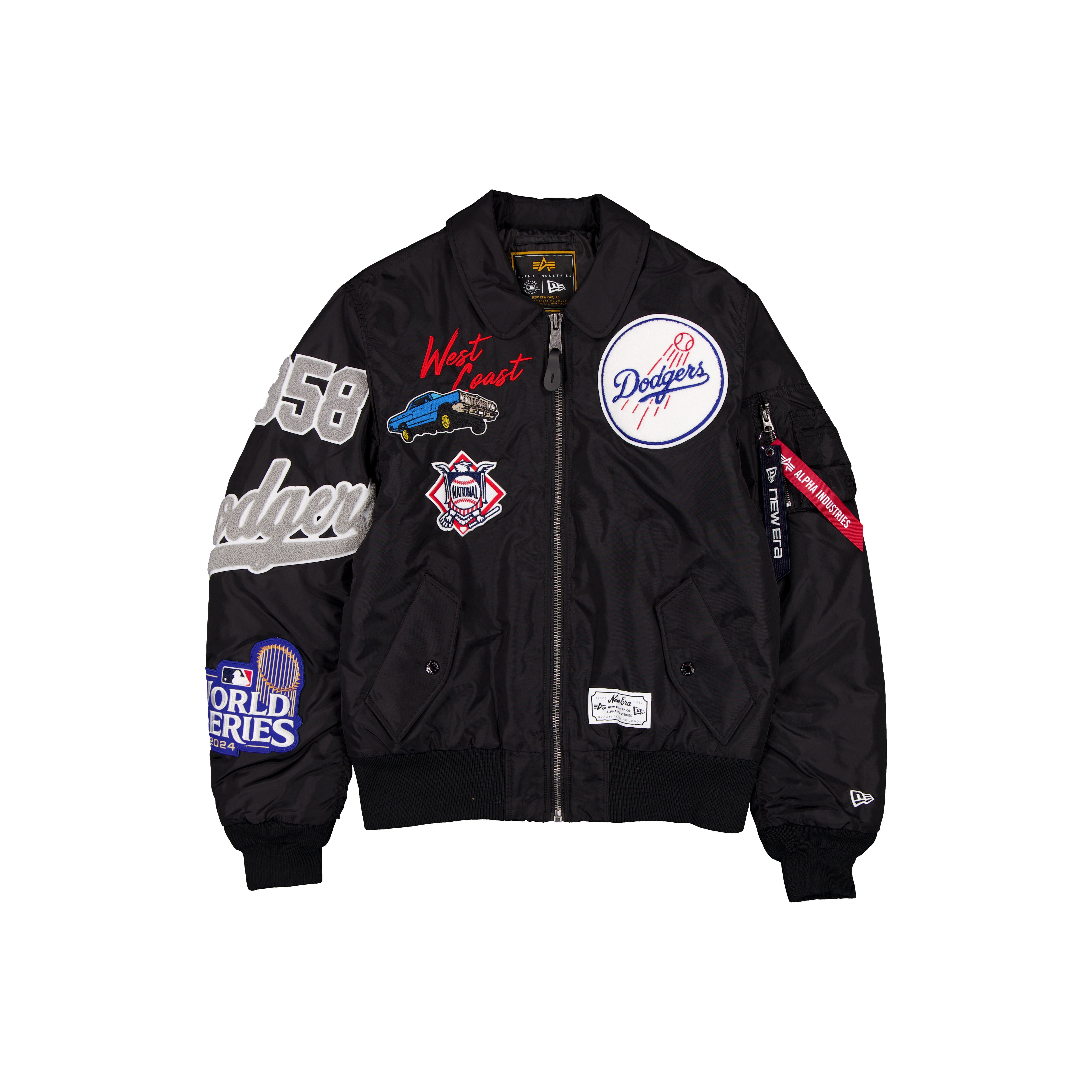 Veste bomber zippée intégrale New Era x Alpha Industries noire Los Angeles Dodgers MA-1 pour homme