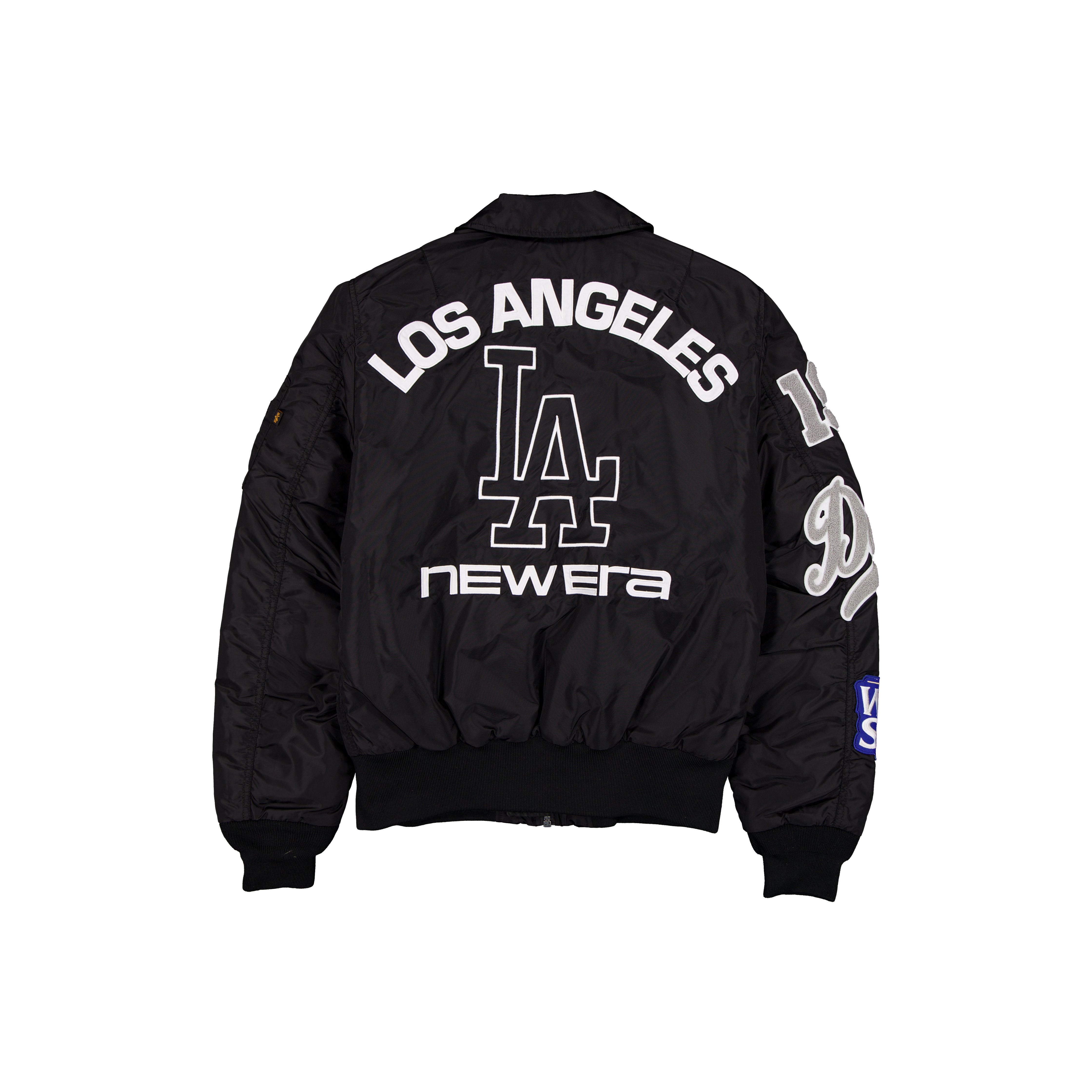 Veste bomber zippée intégrale New Era x Alpha Industries noire Los Angeles Dodgers MA-1 pour homme