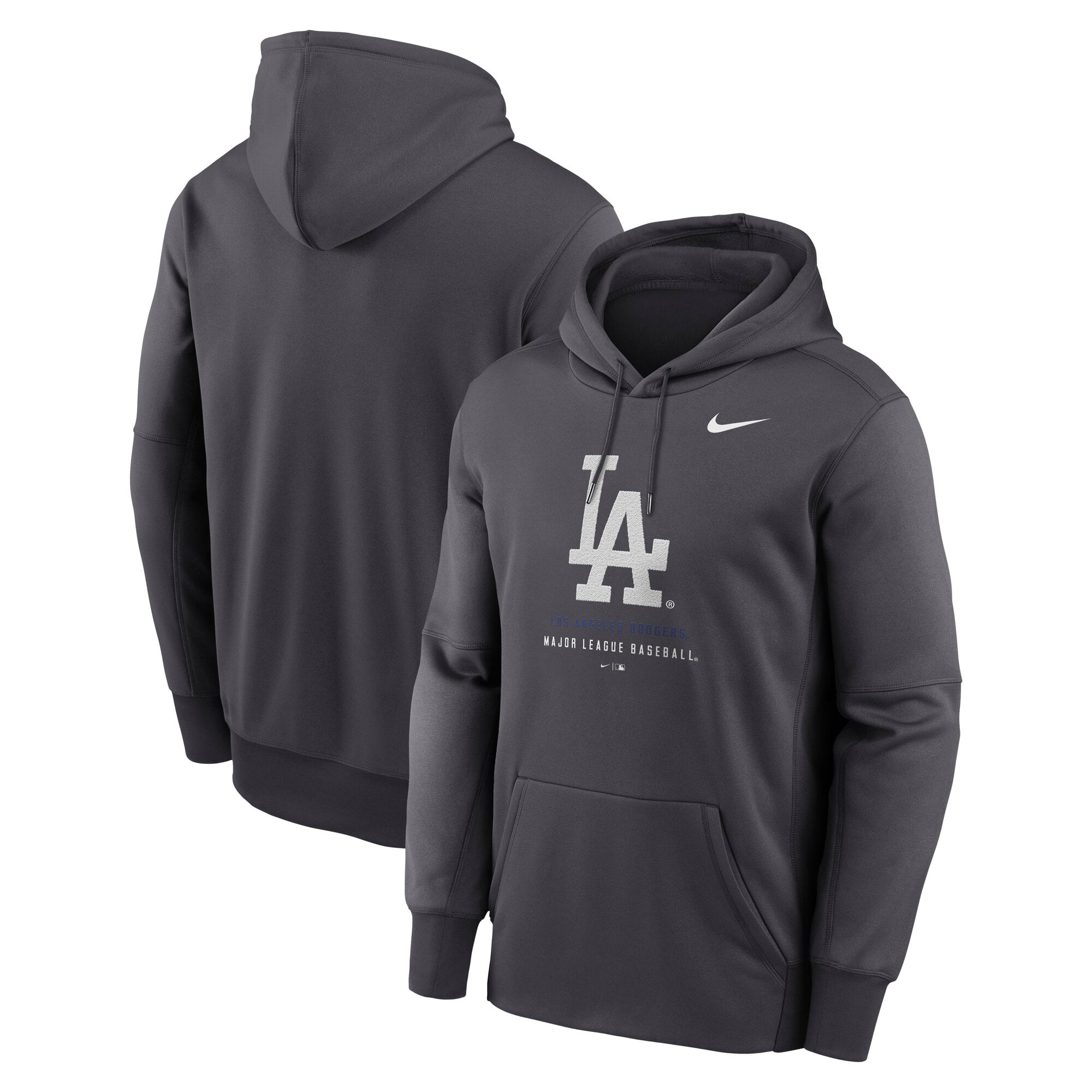 Sweat à capuche Nike Therma-FIT anthracite Los Angeles Dodgers pour homme
