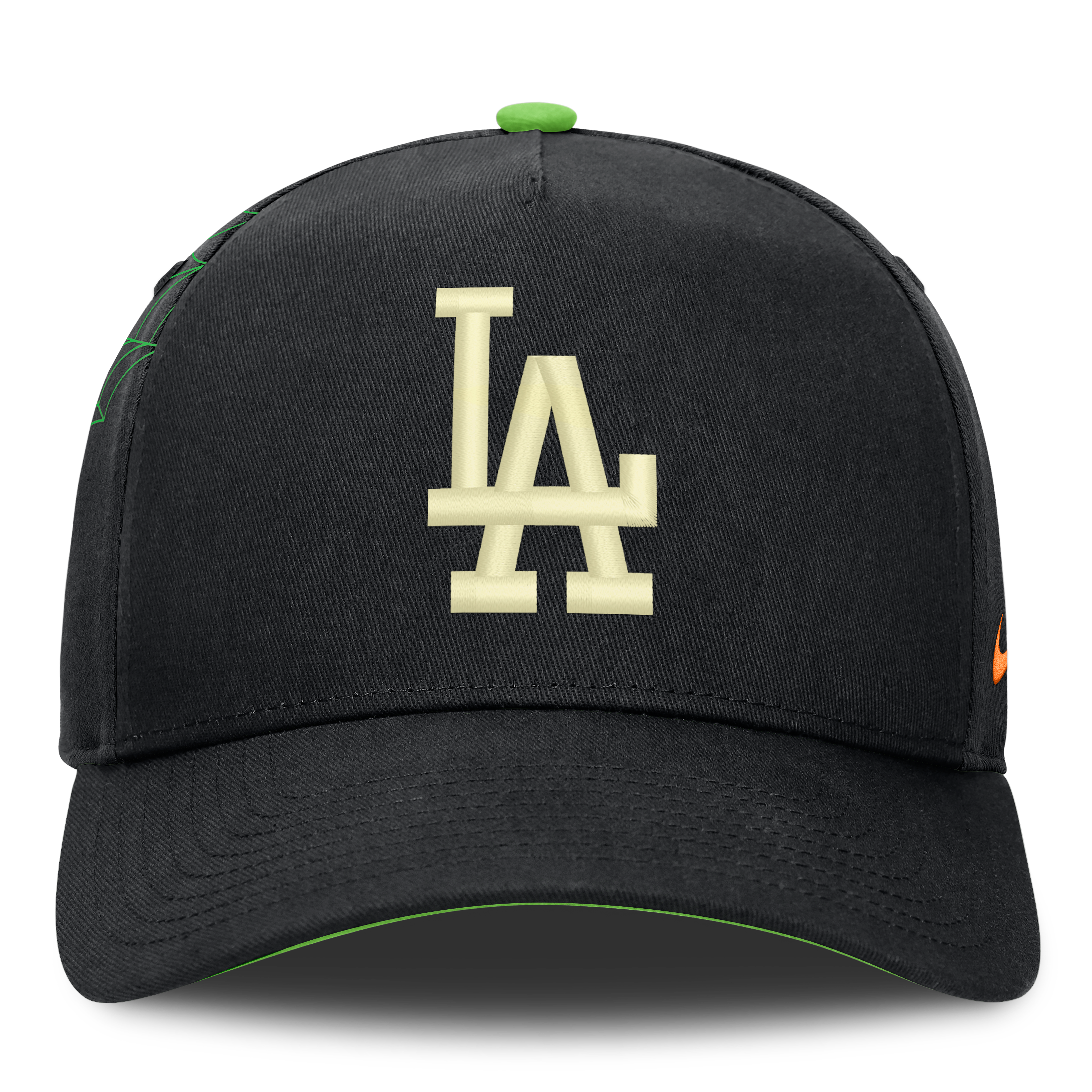 Men's Nike Black Los Angeles Dodgers Halloween Glow in the Dark Rise Dri-FIT A-Frame Adjustable Hat