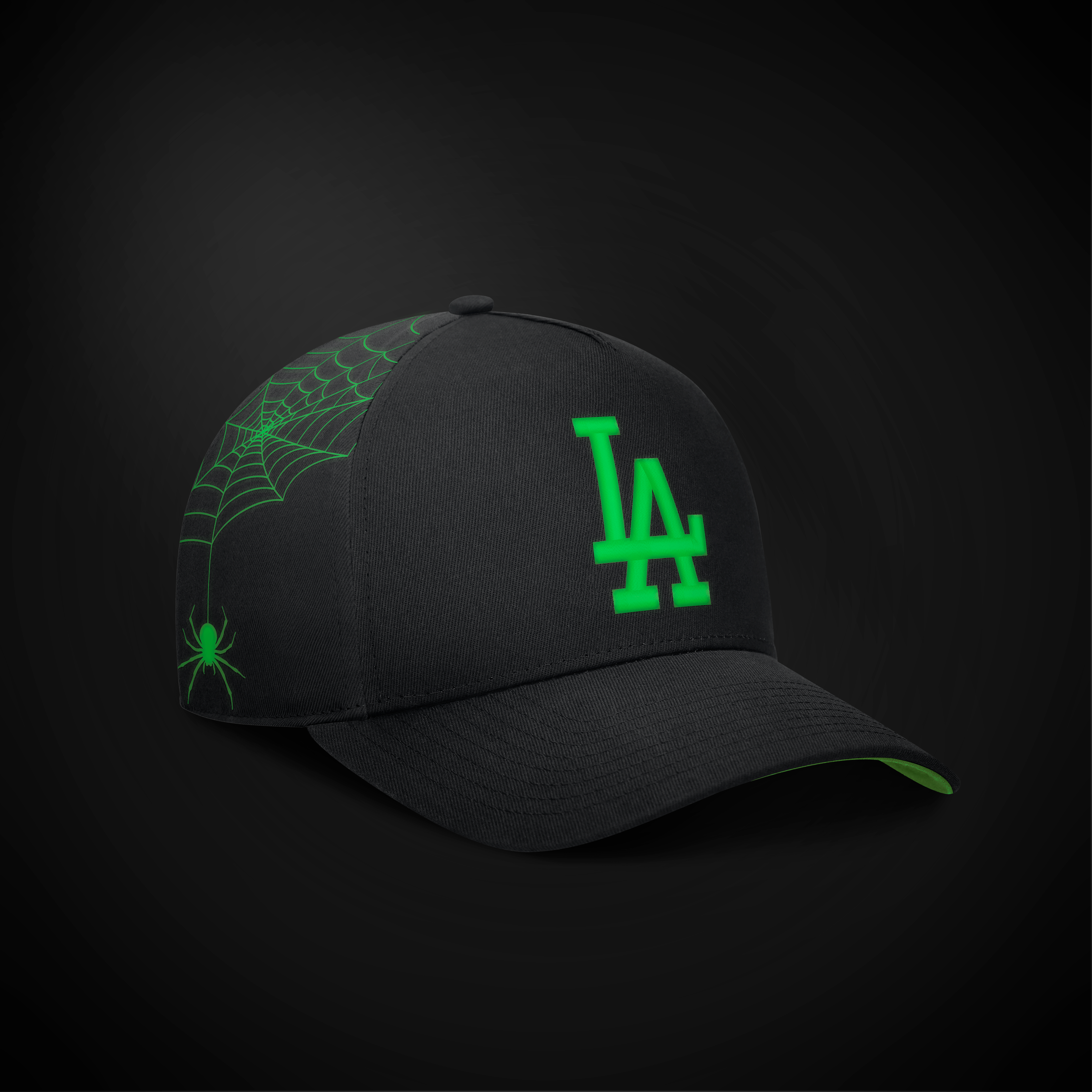 Men's Nike Black Los Angeles Dodgers Halloween Glow in the Dark Rise Dri-FIT A-Frame Adjustable Hat
