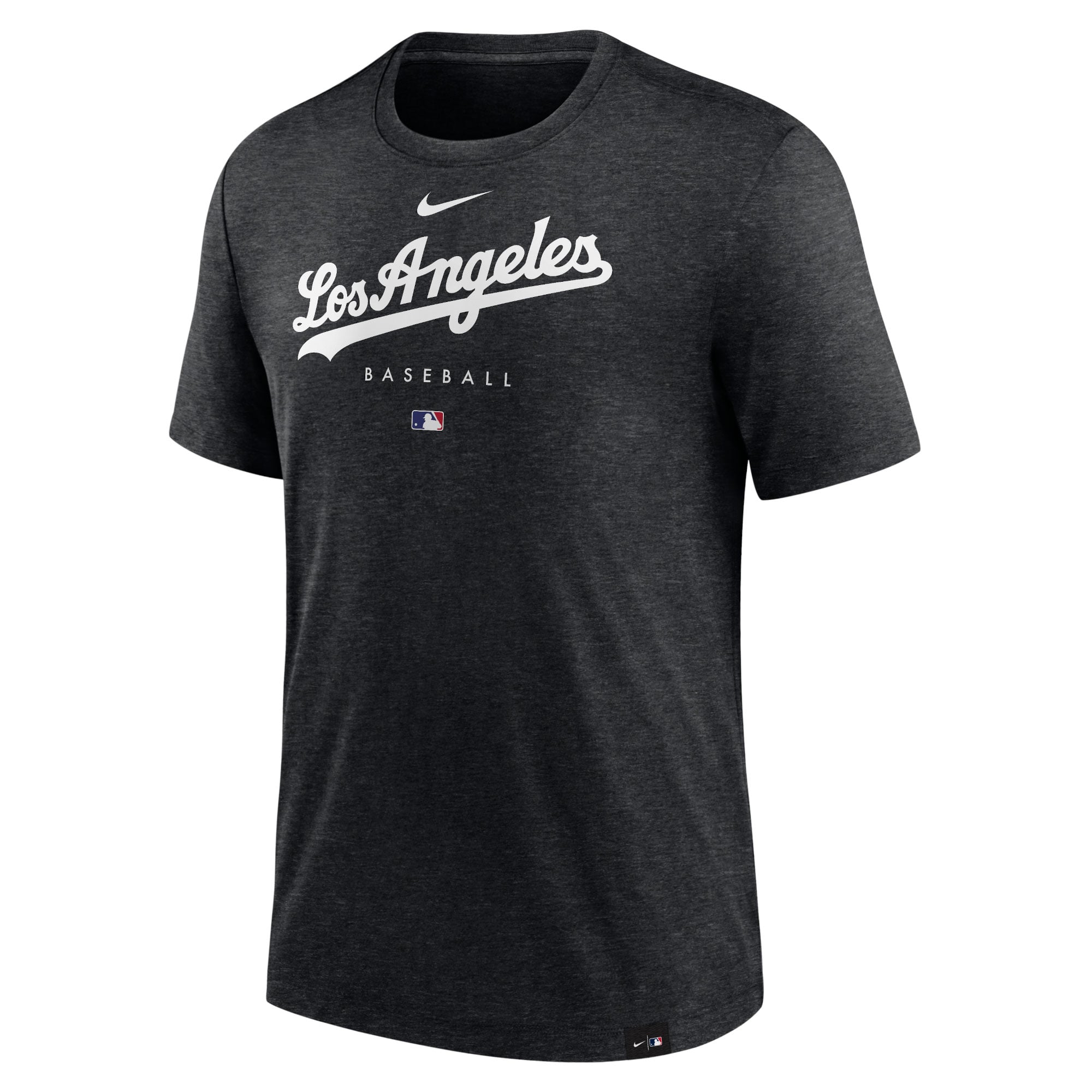 Men's Nike Heather Black Los Angeles Dodgers Authentic Collection Early Work Tri-Blend Performance T-Shirt