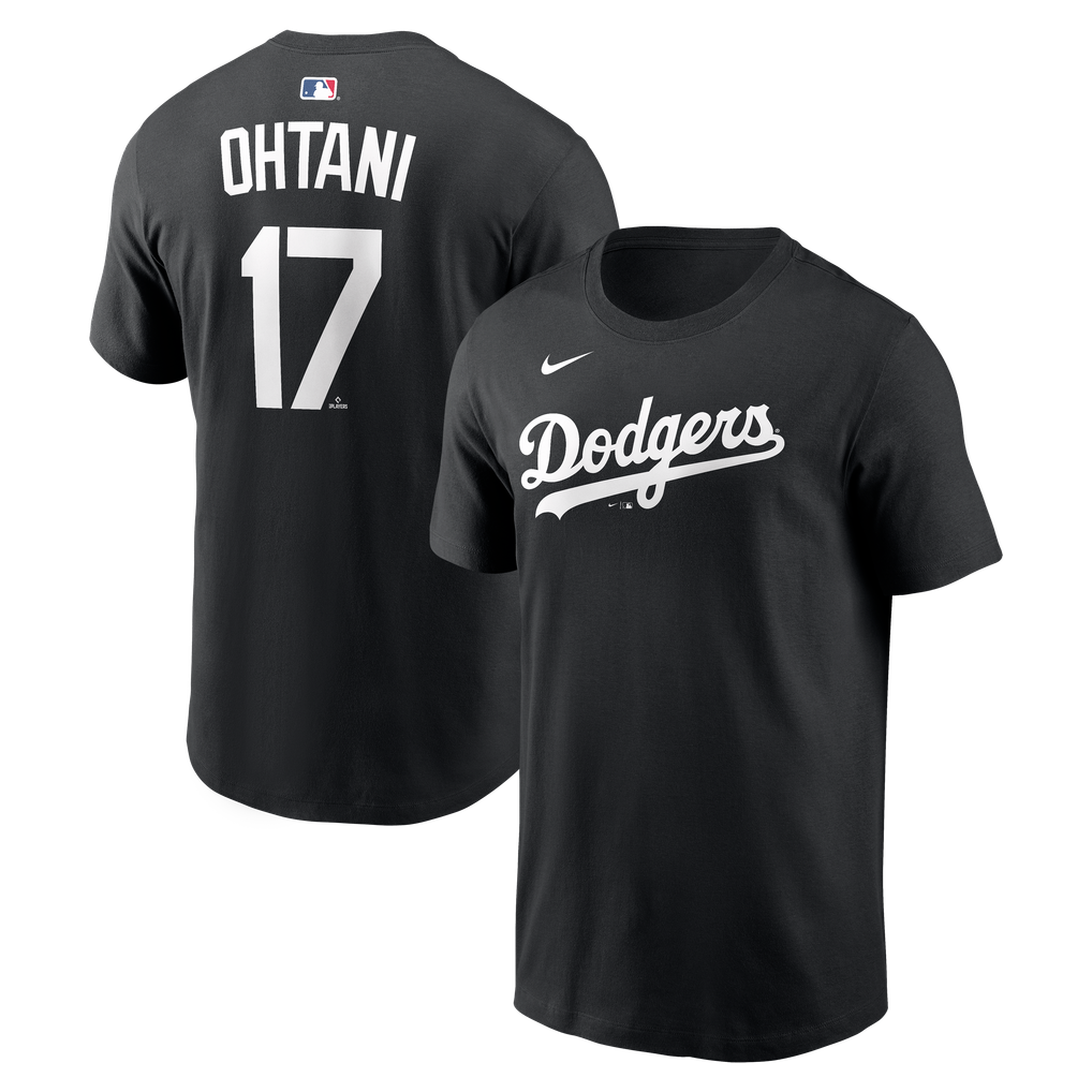 メンズ Nike 大谷翔平 ブラック ロサンゼルス・ドジャース Name 