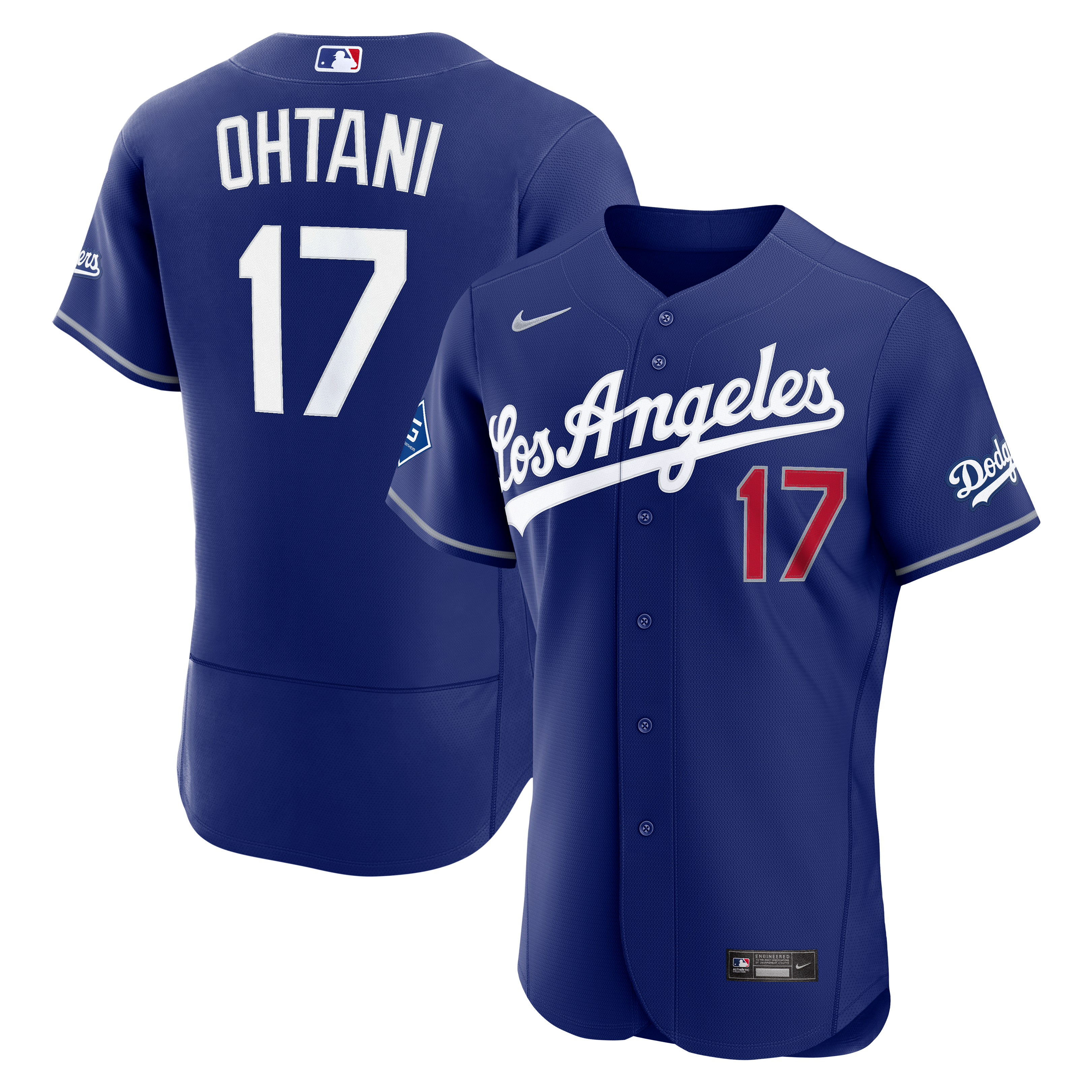 Men's Nike Shohei Ohtani Royal Los Angeles Dodgers Alternate Authentic Sponsor Patch Jersey