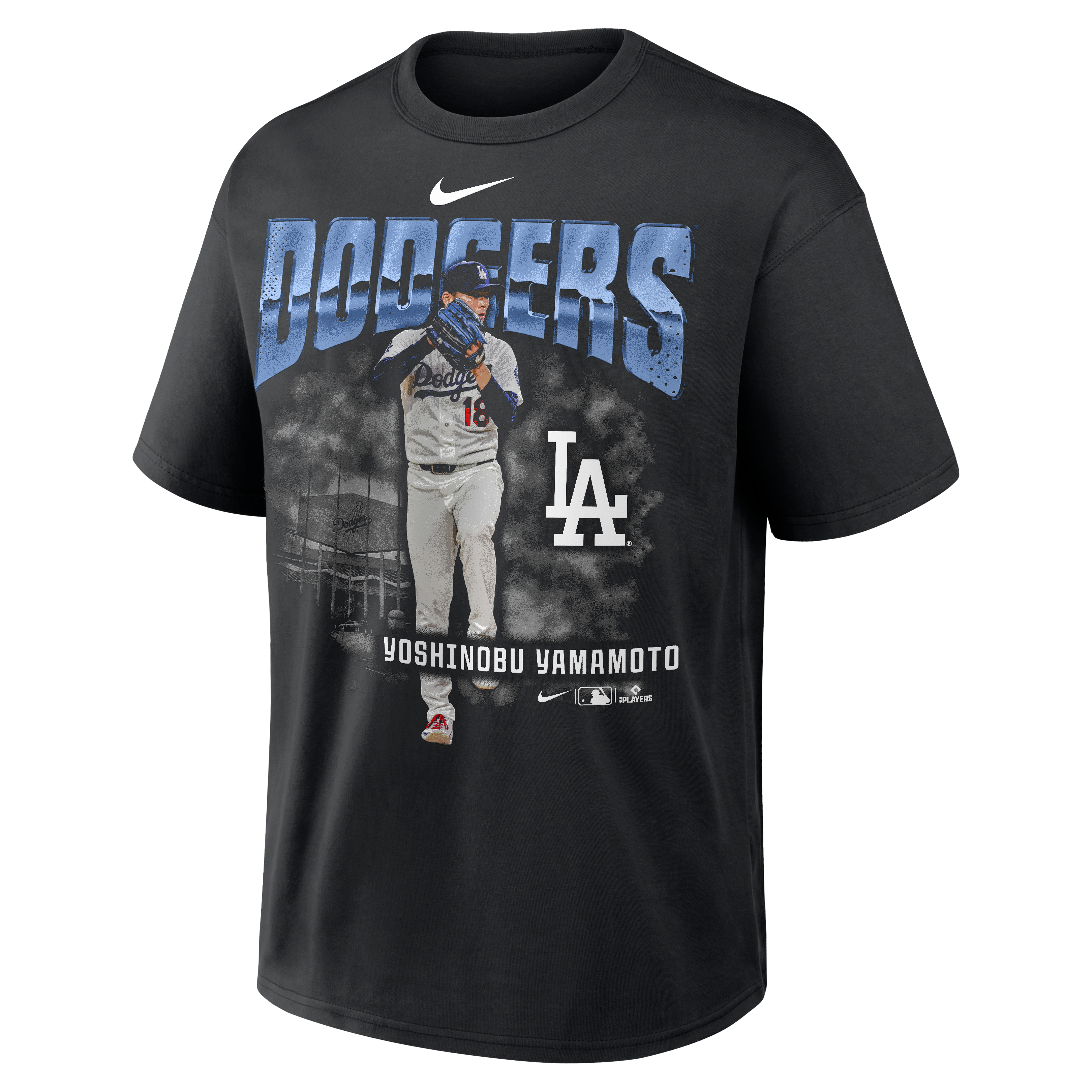 Men's Nike Yoshinobu Yamamoto Black Los Angeles Dodgers Enlarged Player Graphic Max90 Heavyweight T-Shirt