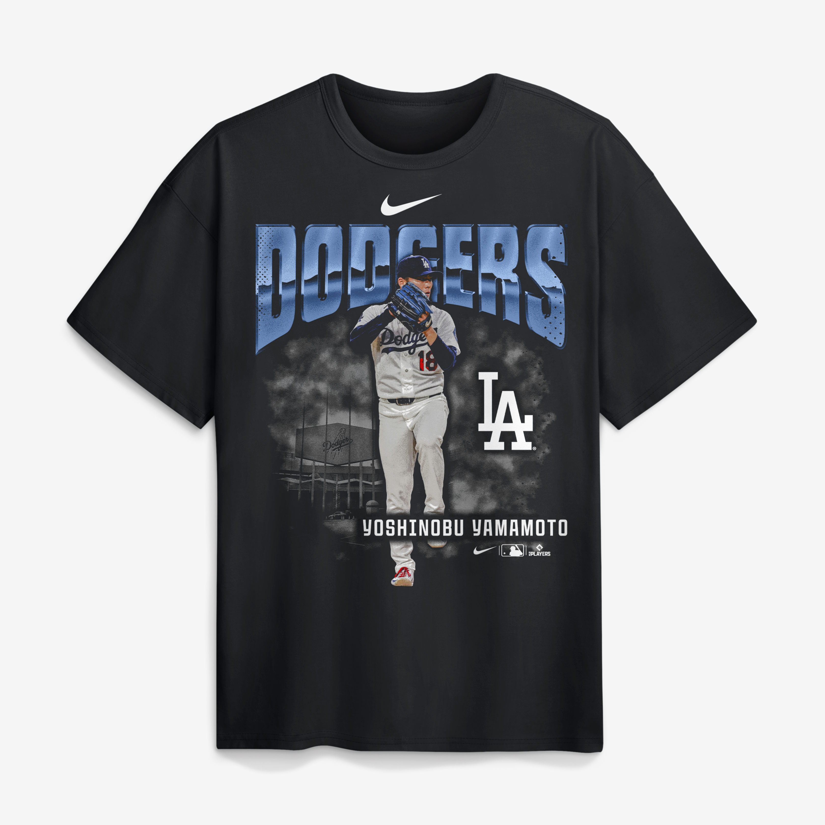 Men's Nike Yoshinobu Yamamoto Black Los Angeles Dodgers Enlarged Player Graphic Max90 Heavyweight T-Shirt