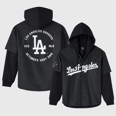 Los Angeles Dodgers OVO x MLB Jersey Button-Up Hoodie - Black
