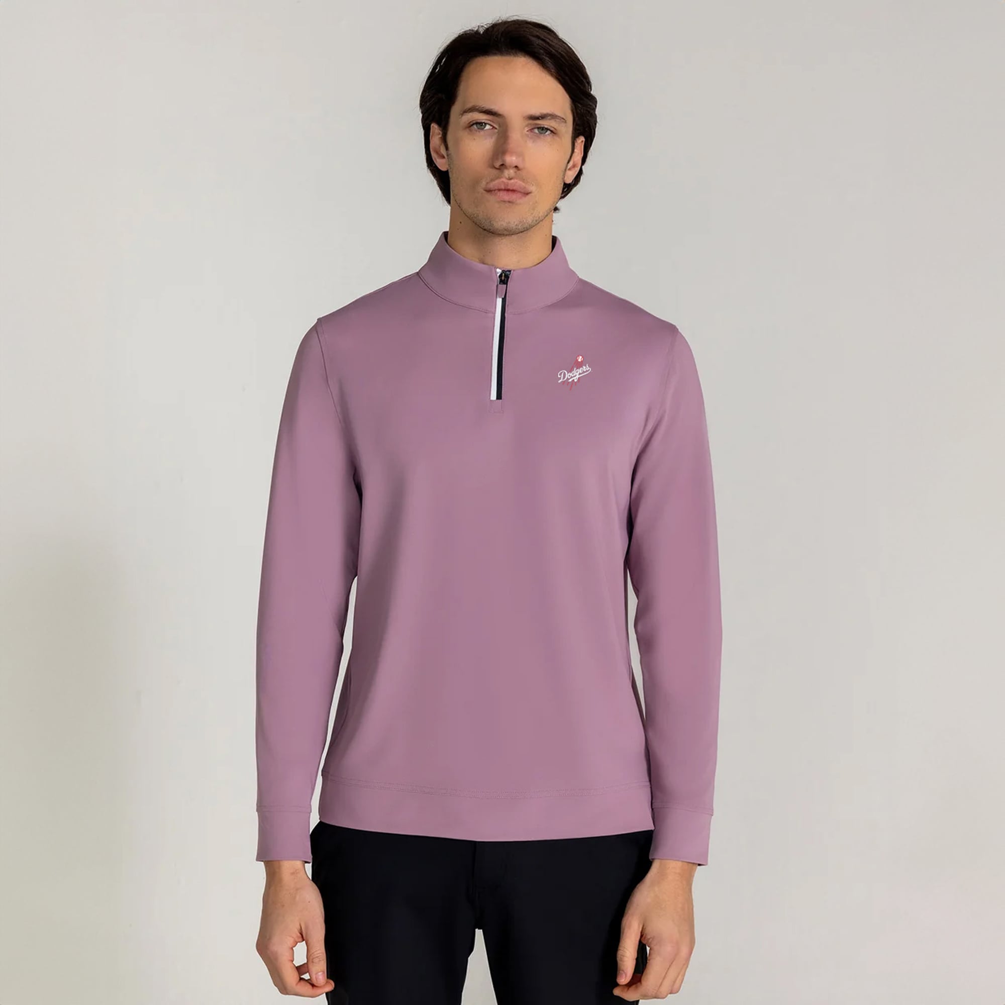 Men's Redvanly Purple Los Angeles Dodgers Fleet Quarter-Zip Pullover