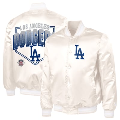  Los Angeles Dodgers Starter Home Plate Printed Graphic Satin Full-Snap Varsity Jacket - Cream