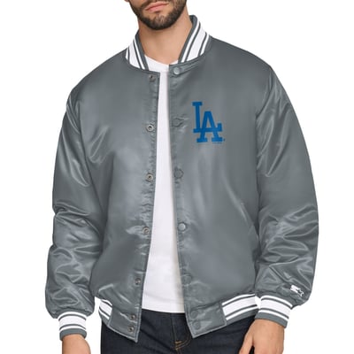  Los Angeles Dodgers Starter Satin Full-Snap Varsity Jacket - Gray