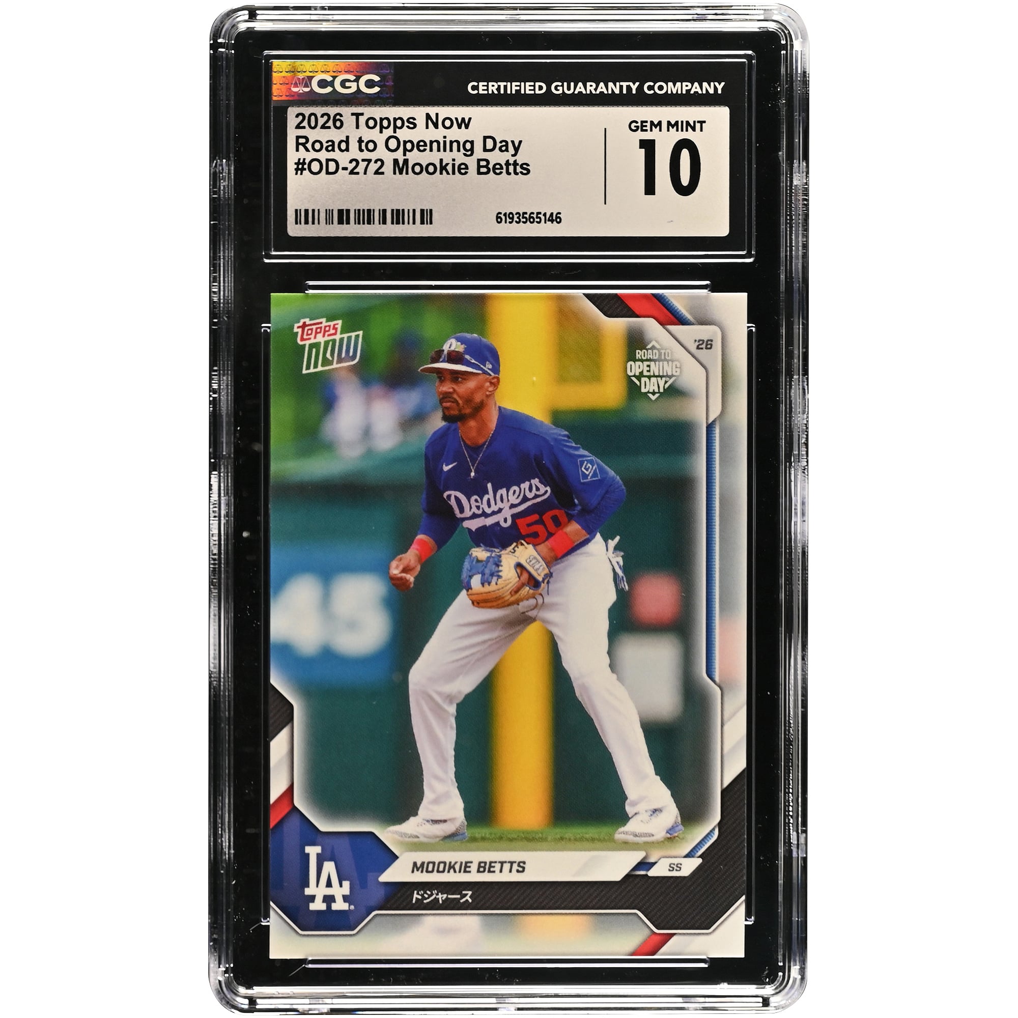 Carte de Mookie Betts, Los Angeles Dodgers, 2026 Topps Now Road to Opening Day - Édition Japon #OD-272, authentifiée CGC (10 cartes).