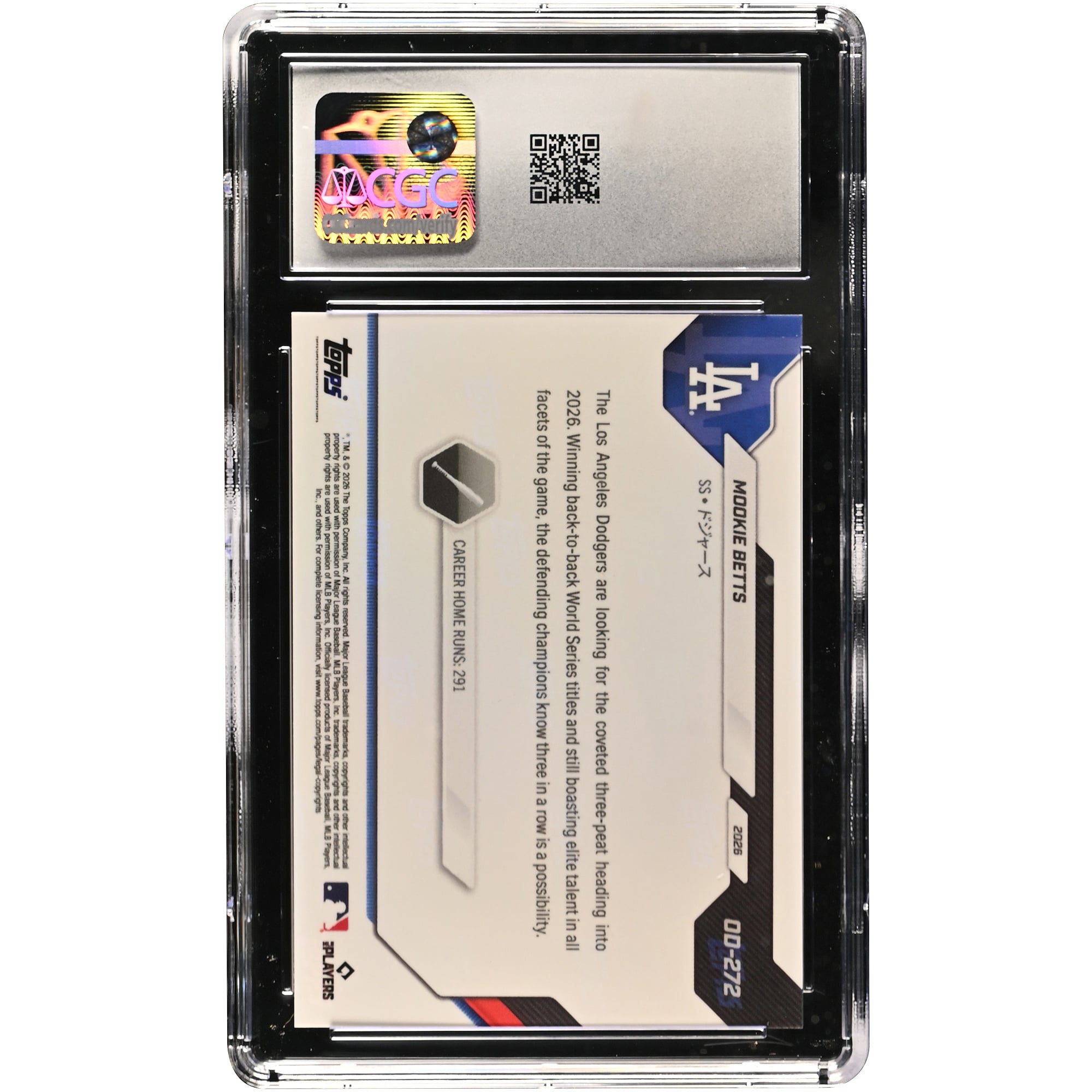 Carte Mookie Betts des Dodgers de Los Angeles 2026 Topps Now Road to Opening Day - Édition Japon #OD-272, authentifiée CGC 9.5