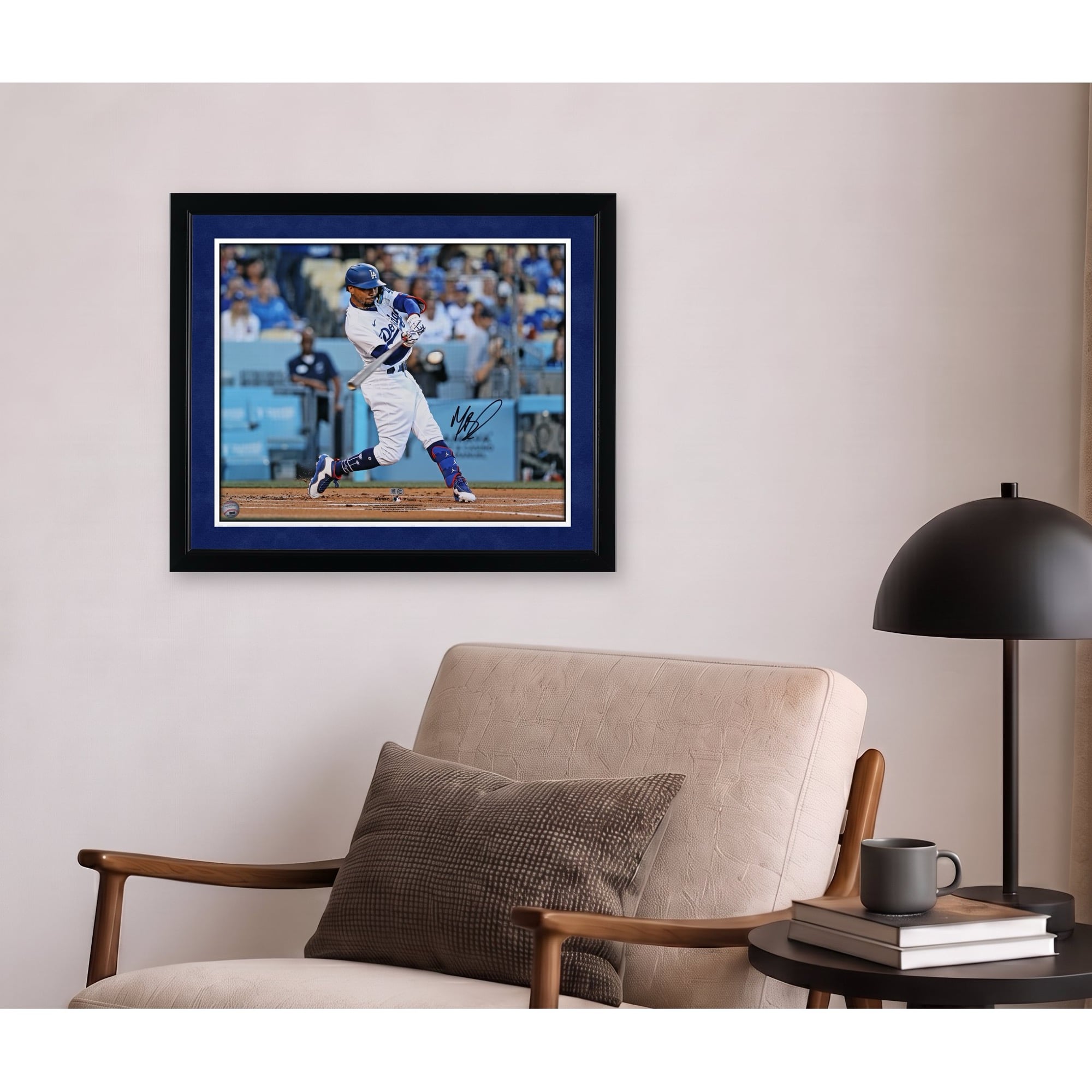 Mookie Betts Los Angeles Dodgers Autographed 16" x 20" White Jersey Hitting Photograph