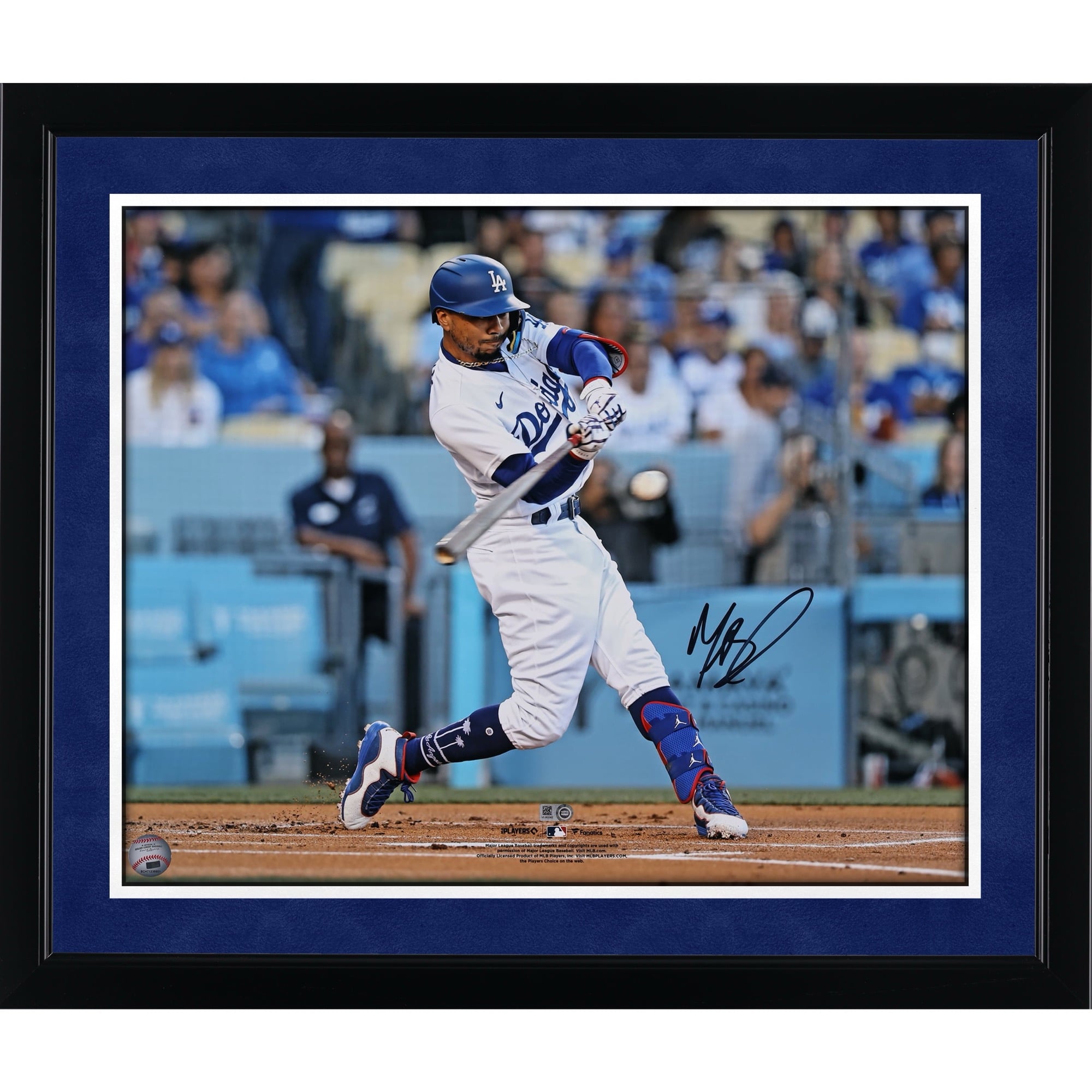 Mookie Betts Los Angeles Dodgers Autographed 16" x 20" White Jersey Hitting Photograph