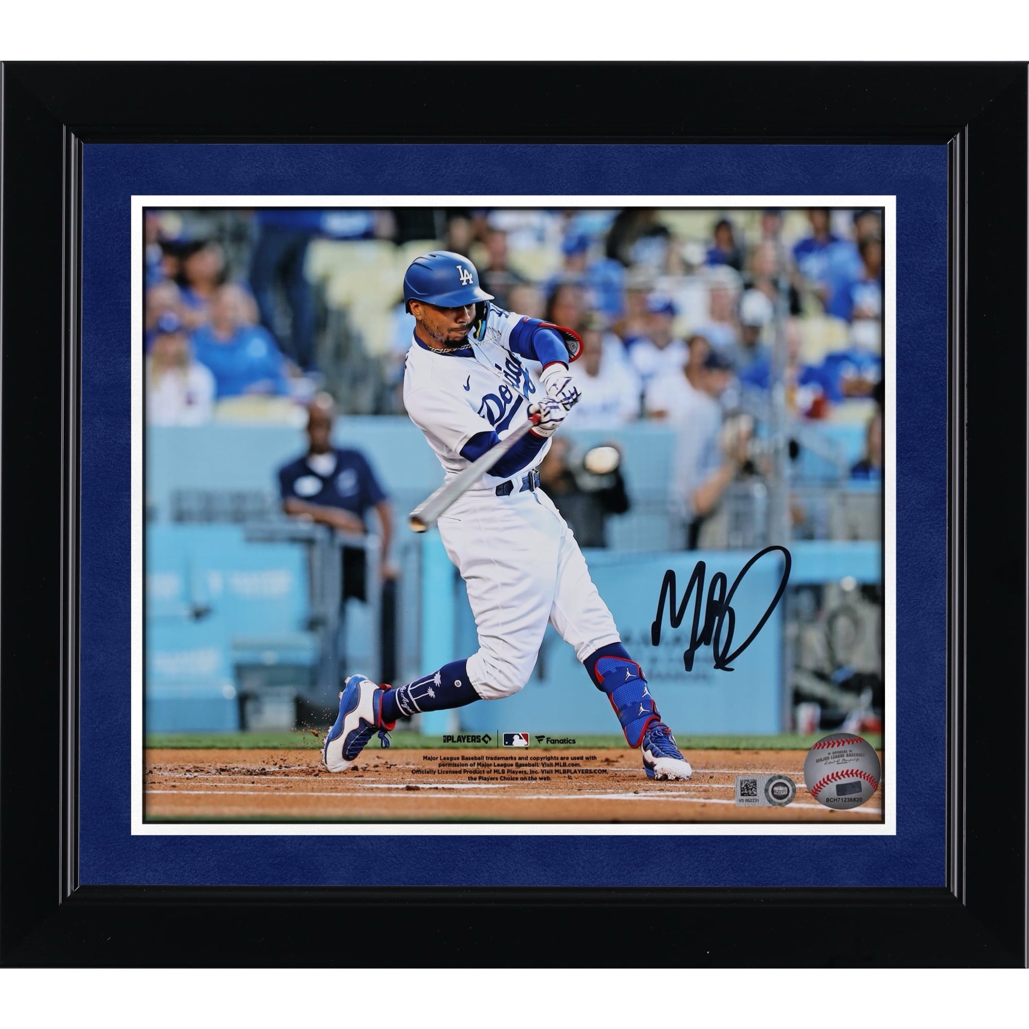 Mookie Betts Los Angeles Dodgers Autographed 8" x 10" White Jersey Hitting Photograph