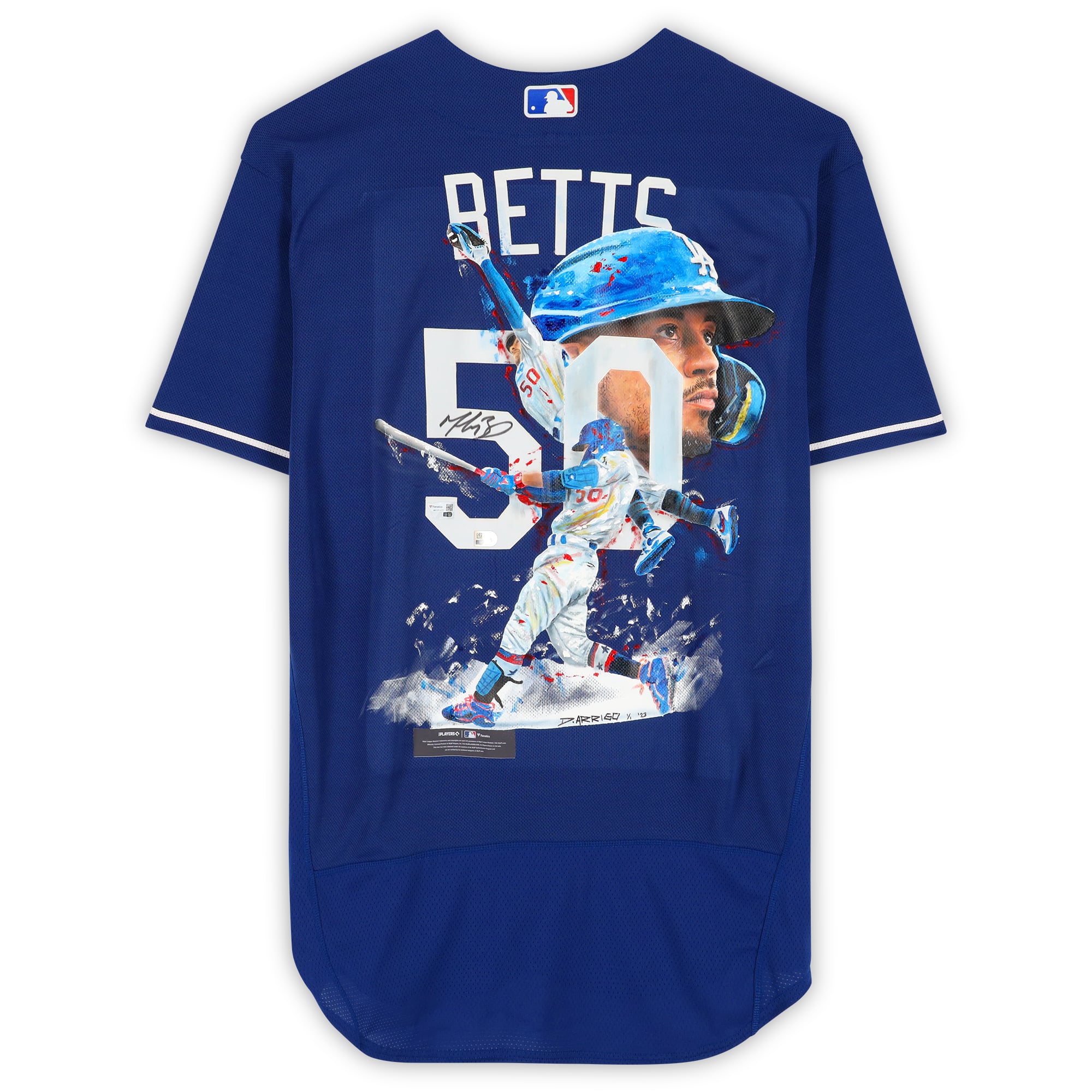 Mookie Betts Los Angeles Dodgers Autographed Blue Nike Authentic Jersey - Art by David Arrigo - Limited Edition #1 of 1 - WN55914271