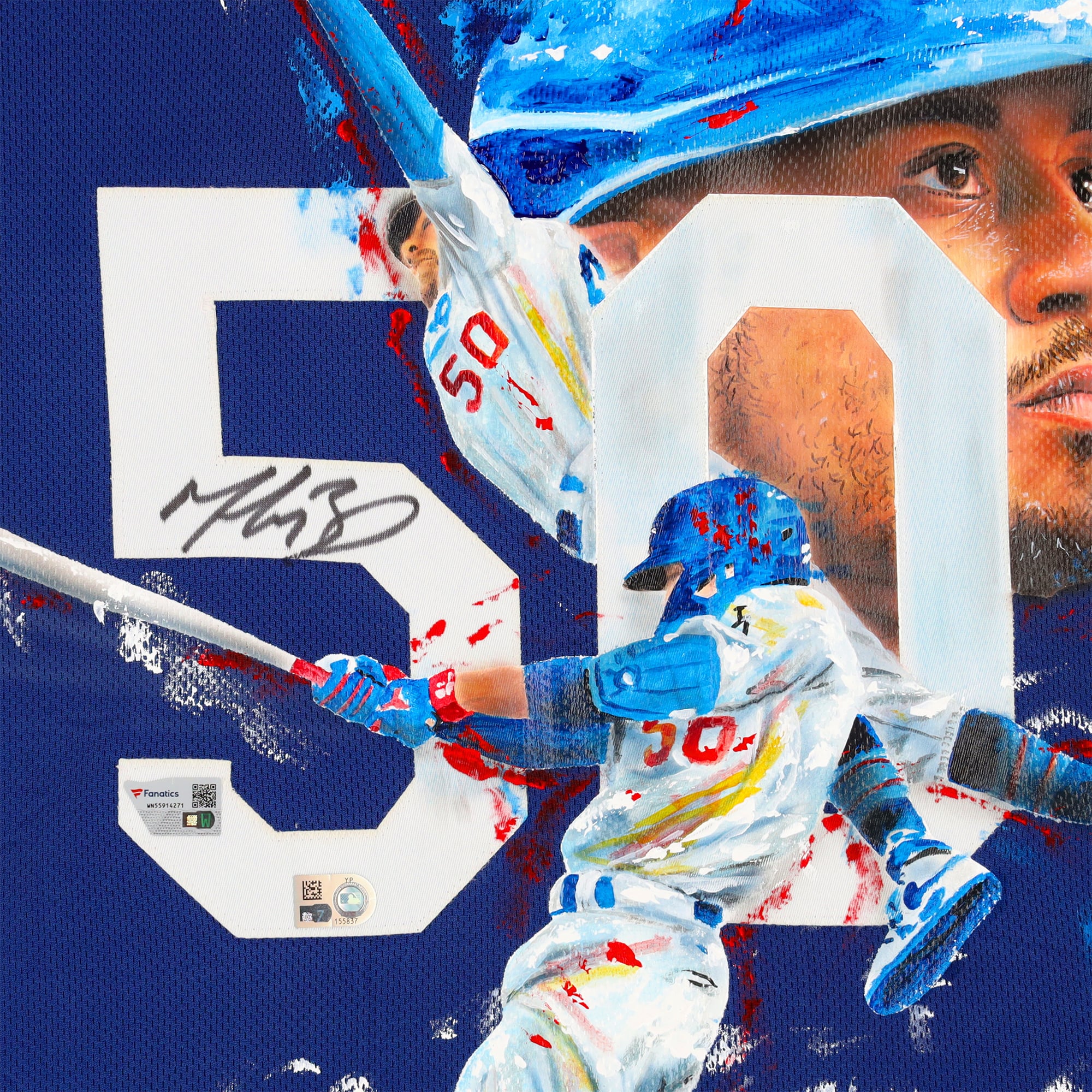 Maillot Nike bleu authentique dédicacé par Mookie Betts des Los Angeles Dodgers - Illustration de David Arrigo - Édition limitée n°1 sur 1 - WN55914271