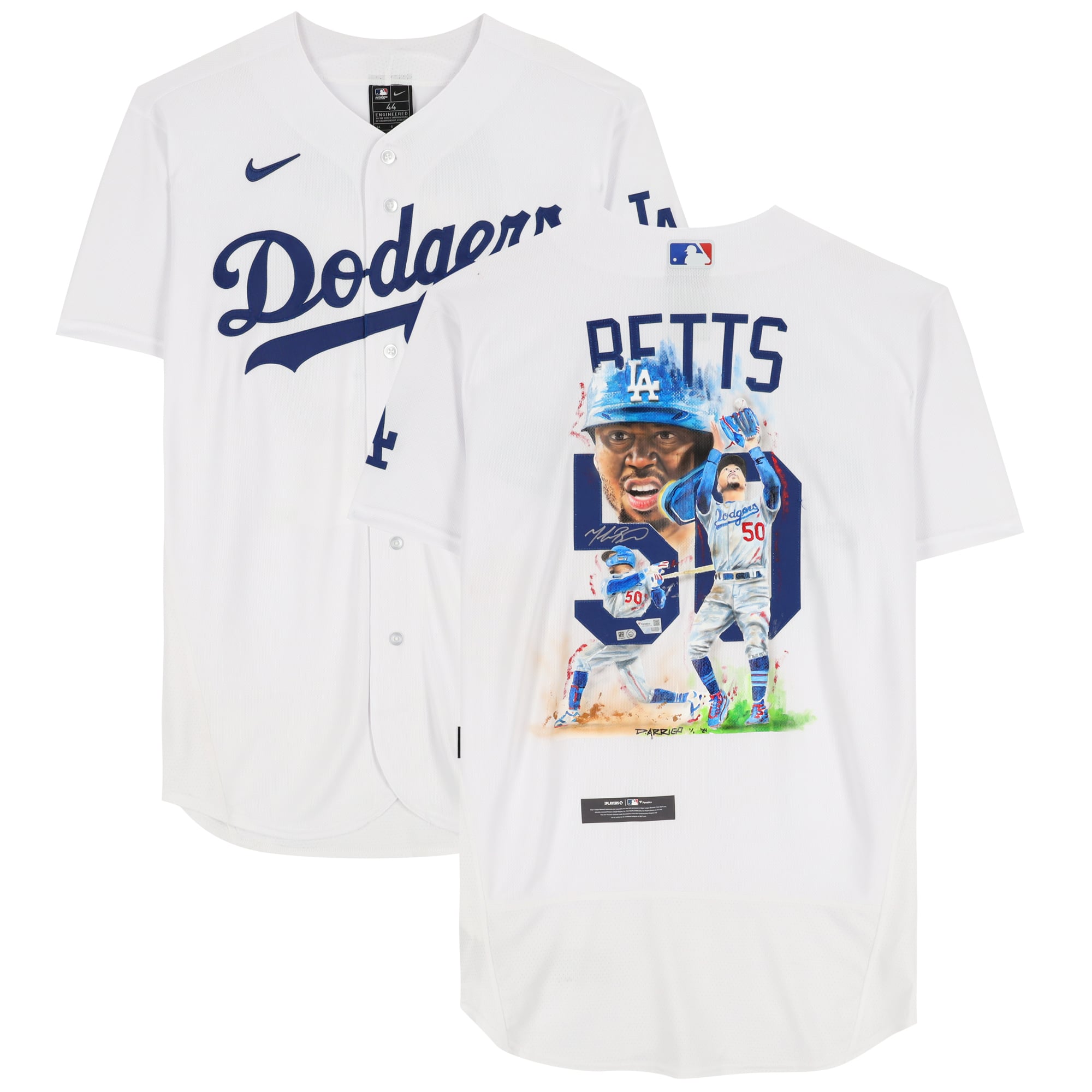 Mookie Betts Los Angeles Dodgers Autographed White Nike Authentic Jersey - Art by David Arrigo - Limited Edition #1/1 - GD53503178