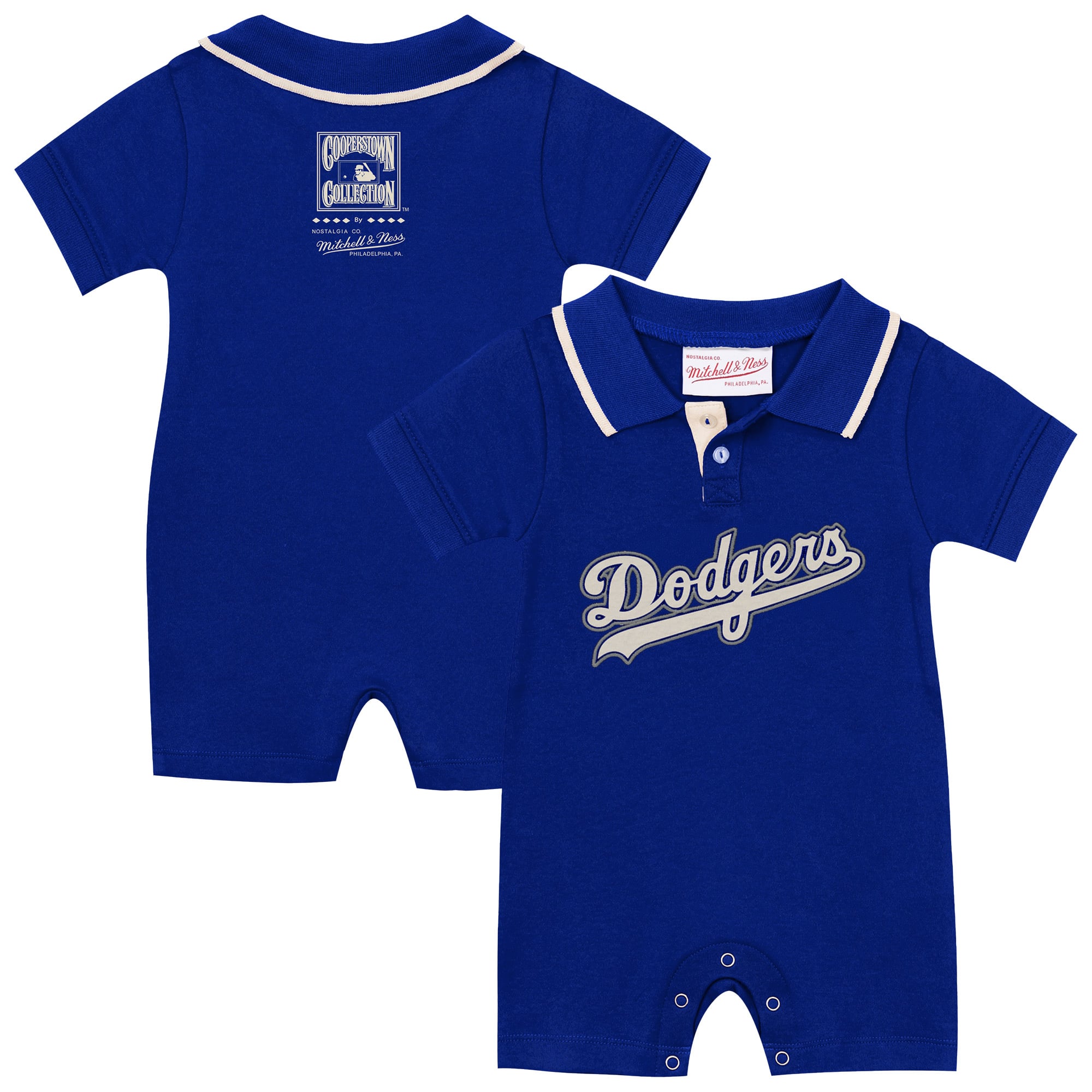 Grenouillère rugby rétro Mitchell & Ness Royal Los Angeles Dodgers Cooperstown Collection pour nouveau-nés et bébés
