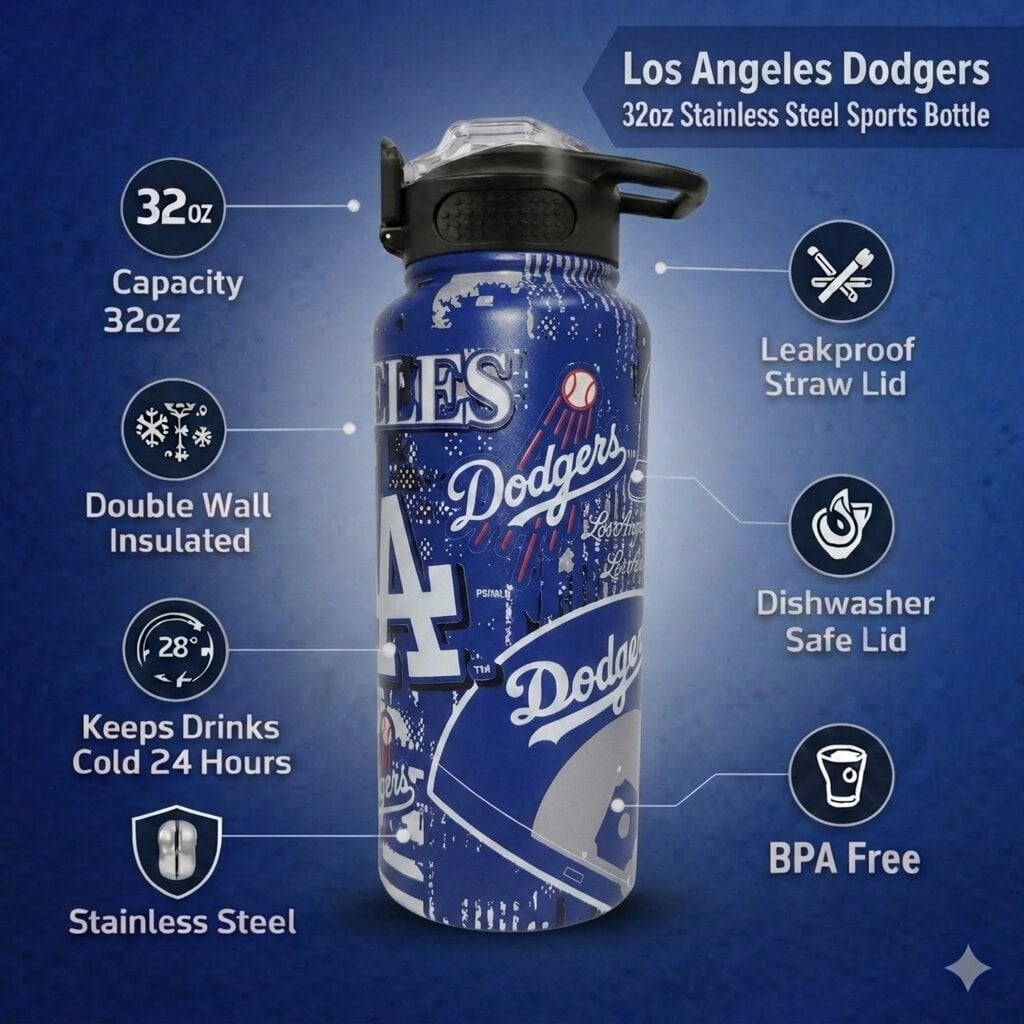 Pegasus Los Angeles Dodgers 32oz. Home Field Mashup Stainless Steel ProPress Water Bottle