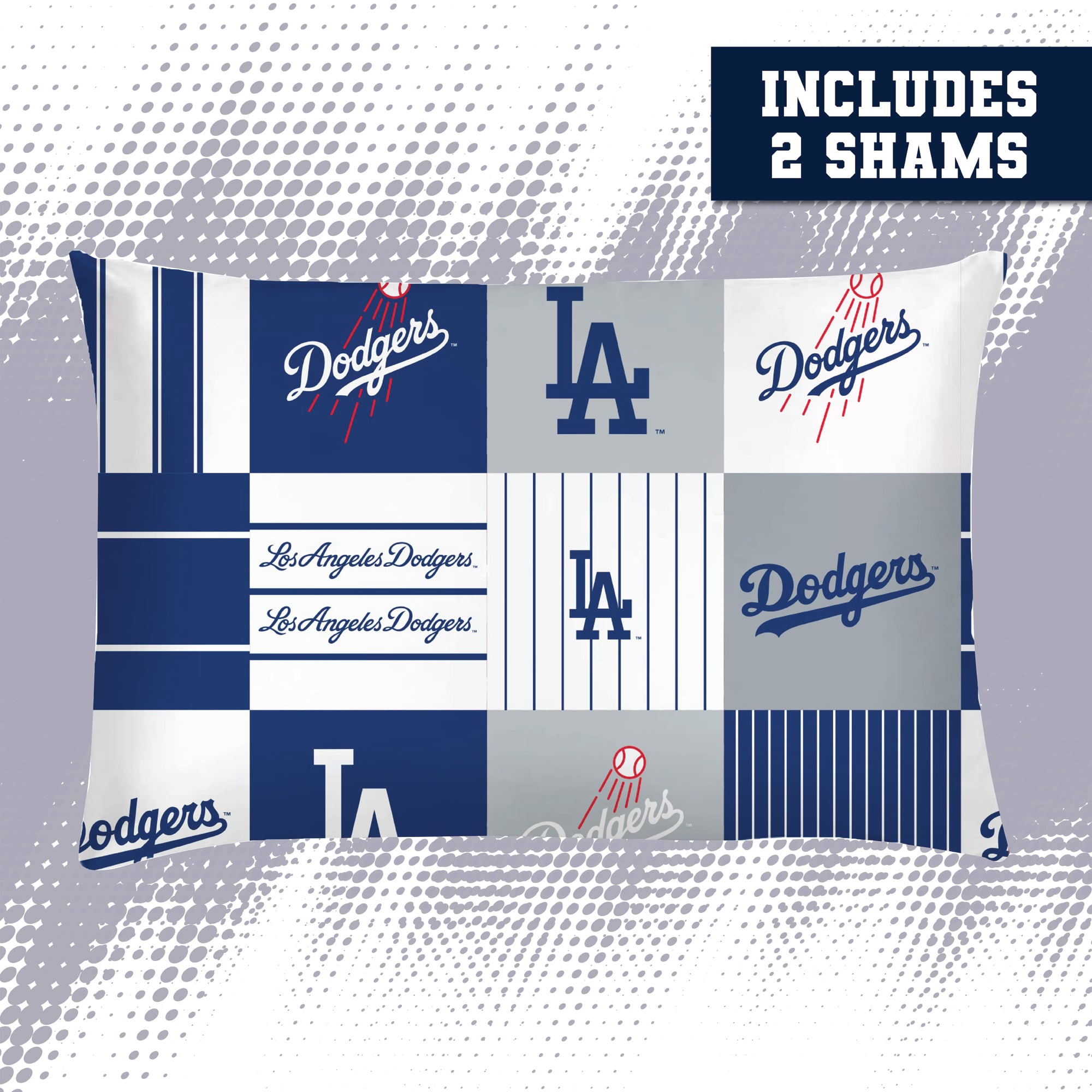 Pegasus Los Angeles Dodgers Patchwork Plaid Three-Piece Full/Queen Bed in a Bag Set