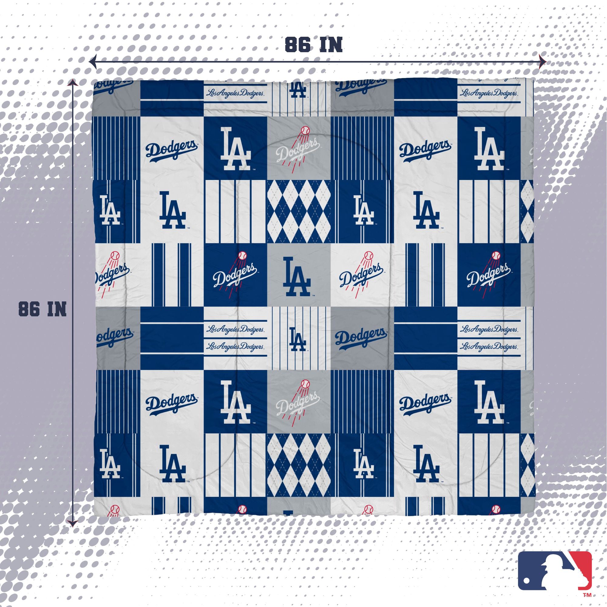 Pegasus Los Angeles Dodgers Patchwork Plaid Three-Piece Full/Queen Bed in a Bag Set