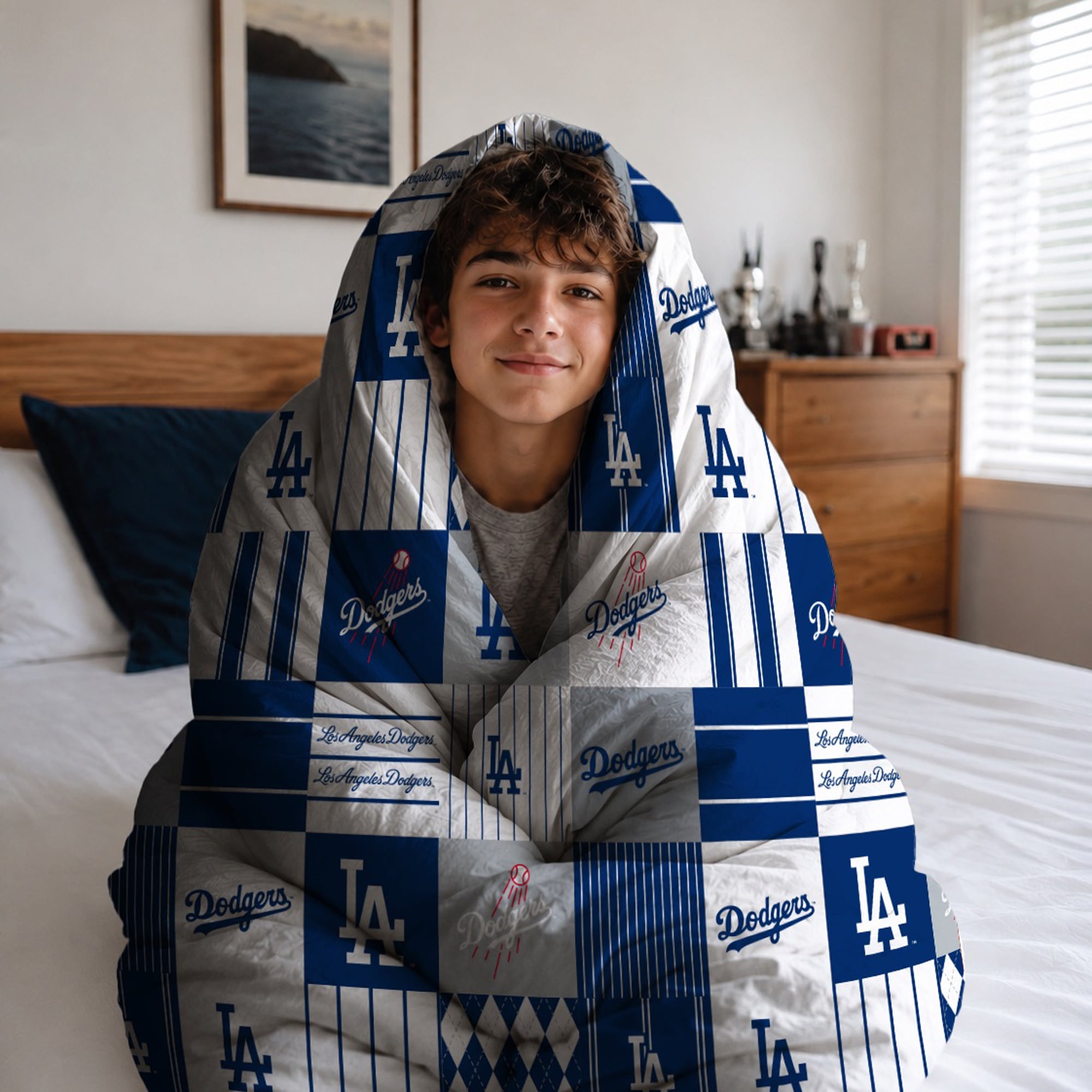 Ensemble de literie deux pièces Pegasus Los Angeles Dodgers Patchwork Plaid Twin/Twin XL