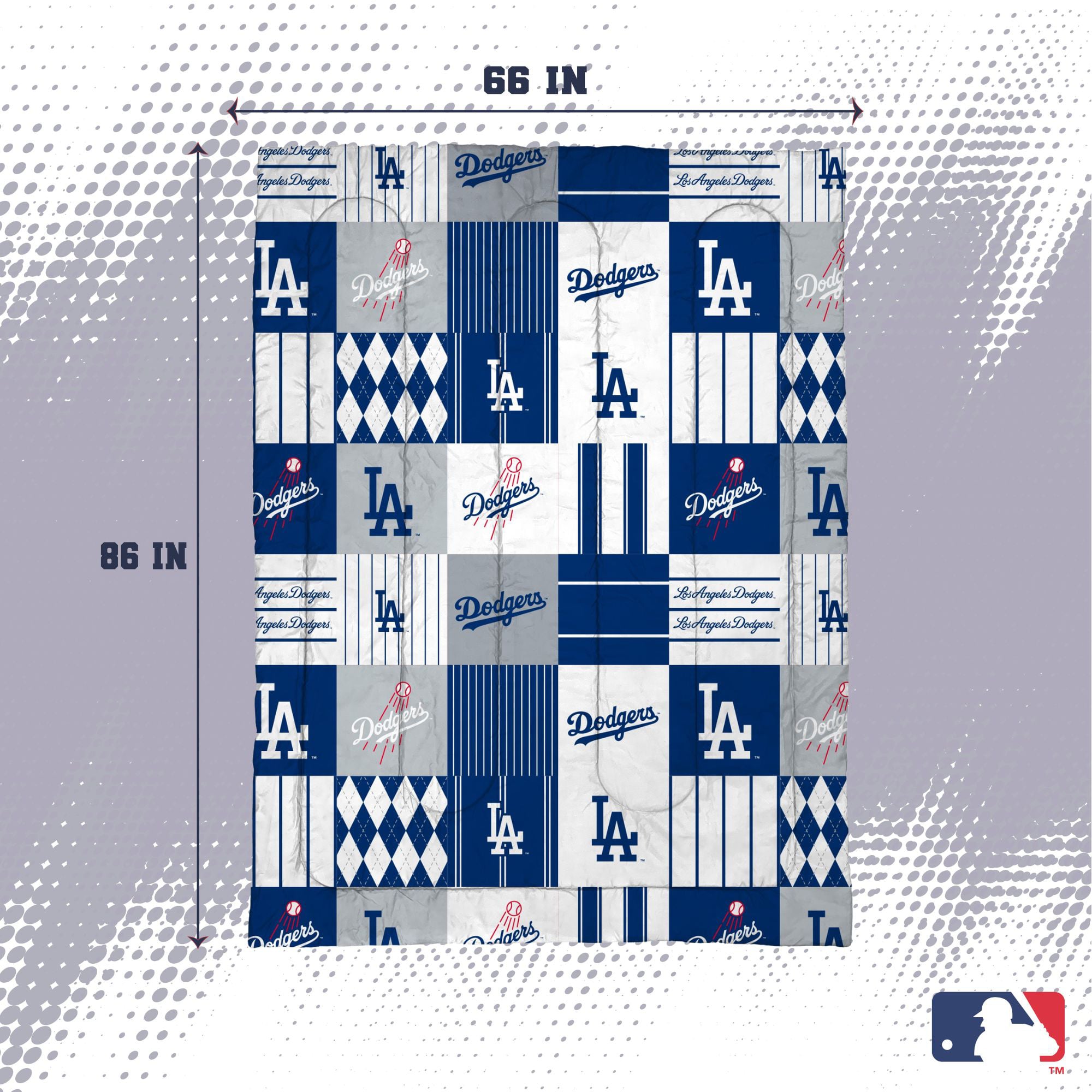 Ensemble de literie deux pièces Pegasus Los Angeles Dodgers Patchwork Plaid Twin/Twin XL
