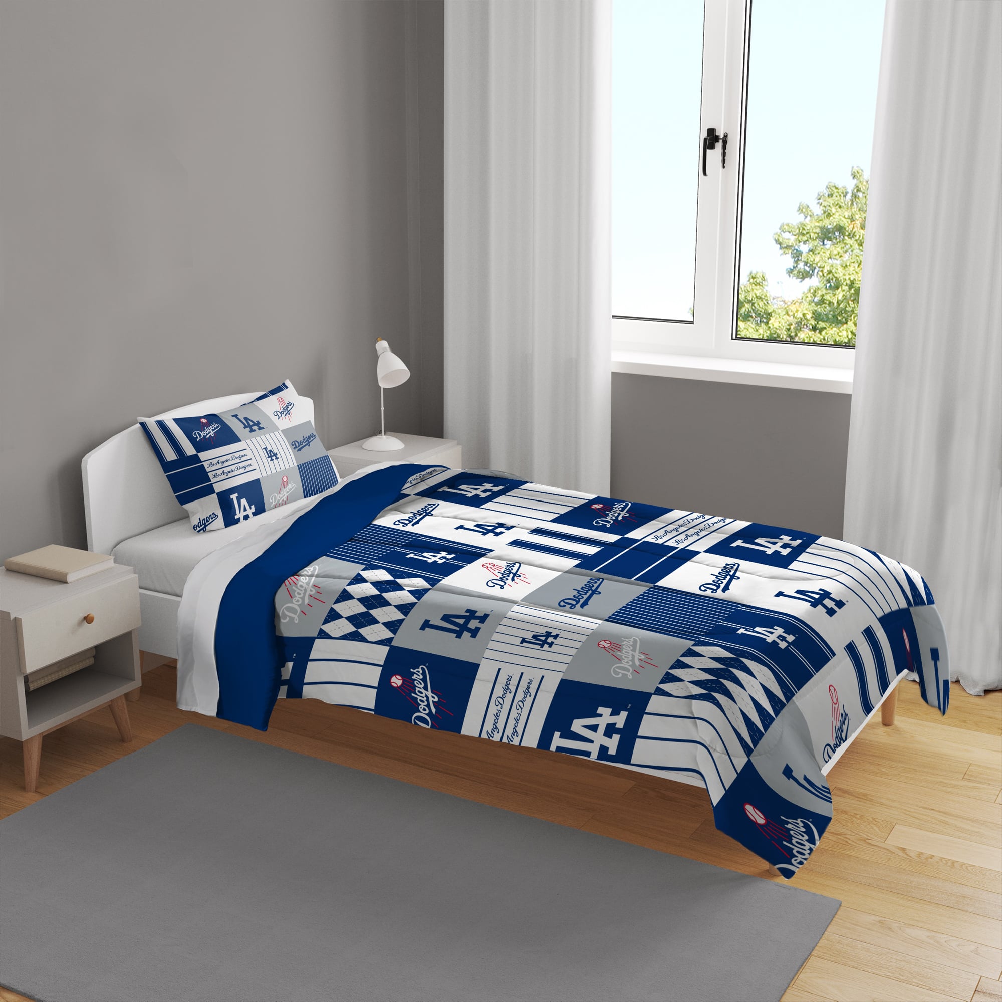 Ensemble de literie deux pièces Pegasus Los Angeles Dodgers Patchwork Plaid Twin/Twin XL