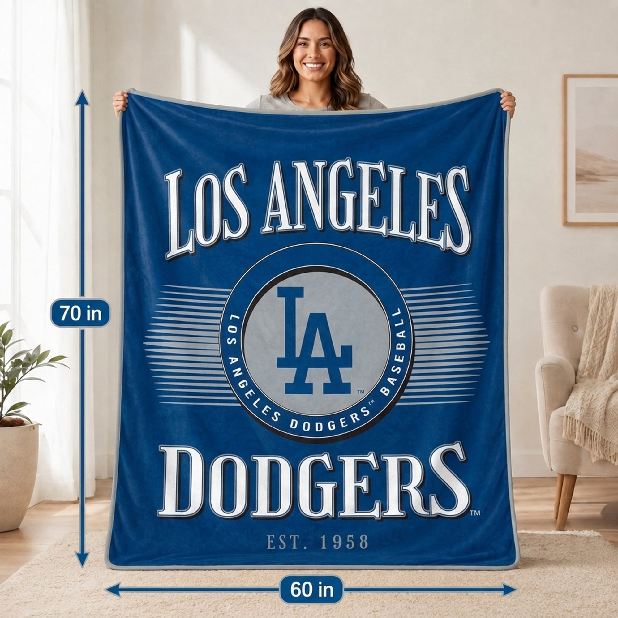 Couverture Pegasus Los Angeles Dodgers Spotlight Arch 60" x 70" ultra douce