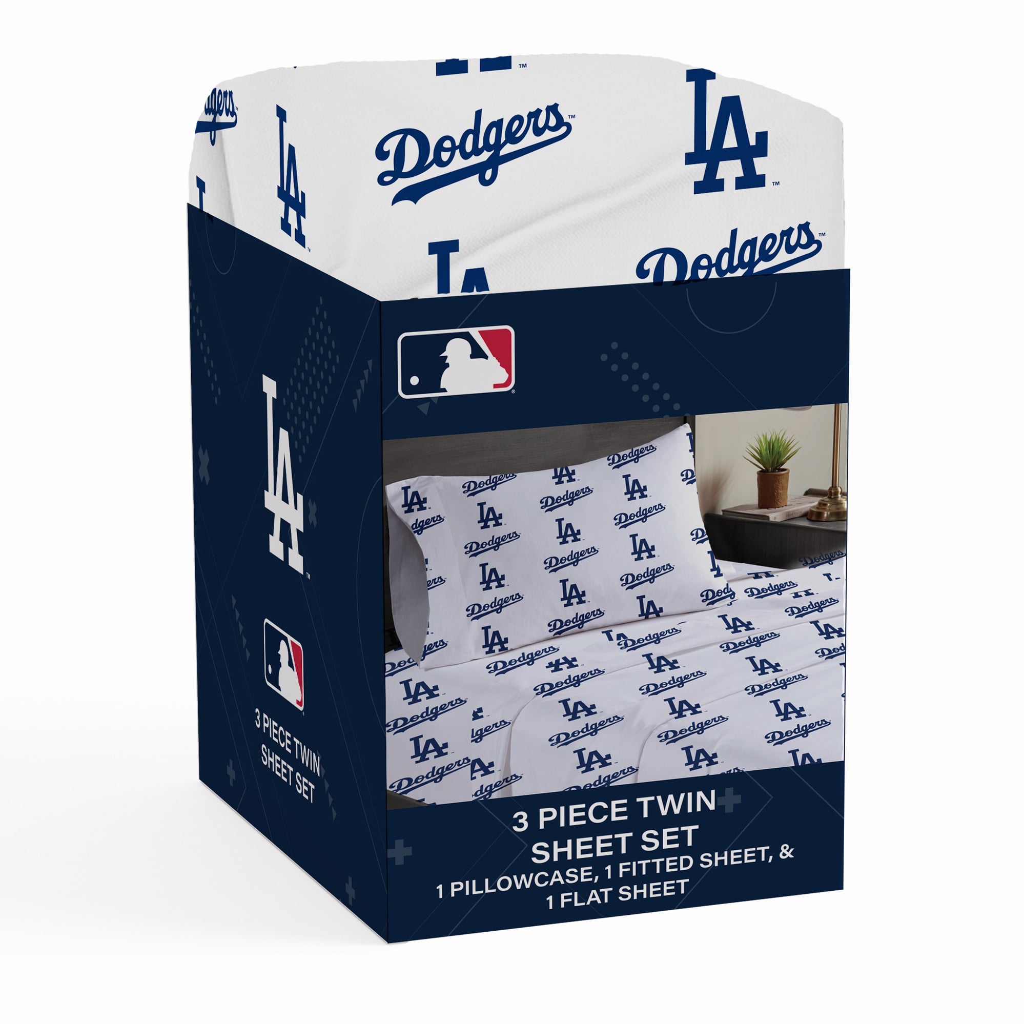 Ensemble de draps trois pièces Pegasus Los Angeles Dodgers pour lit simple