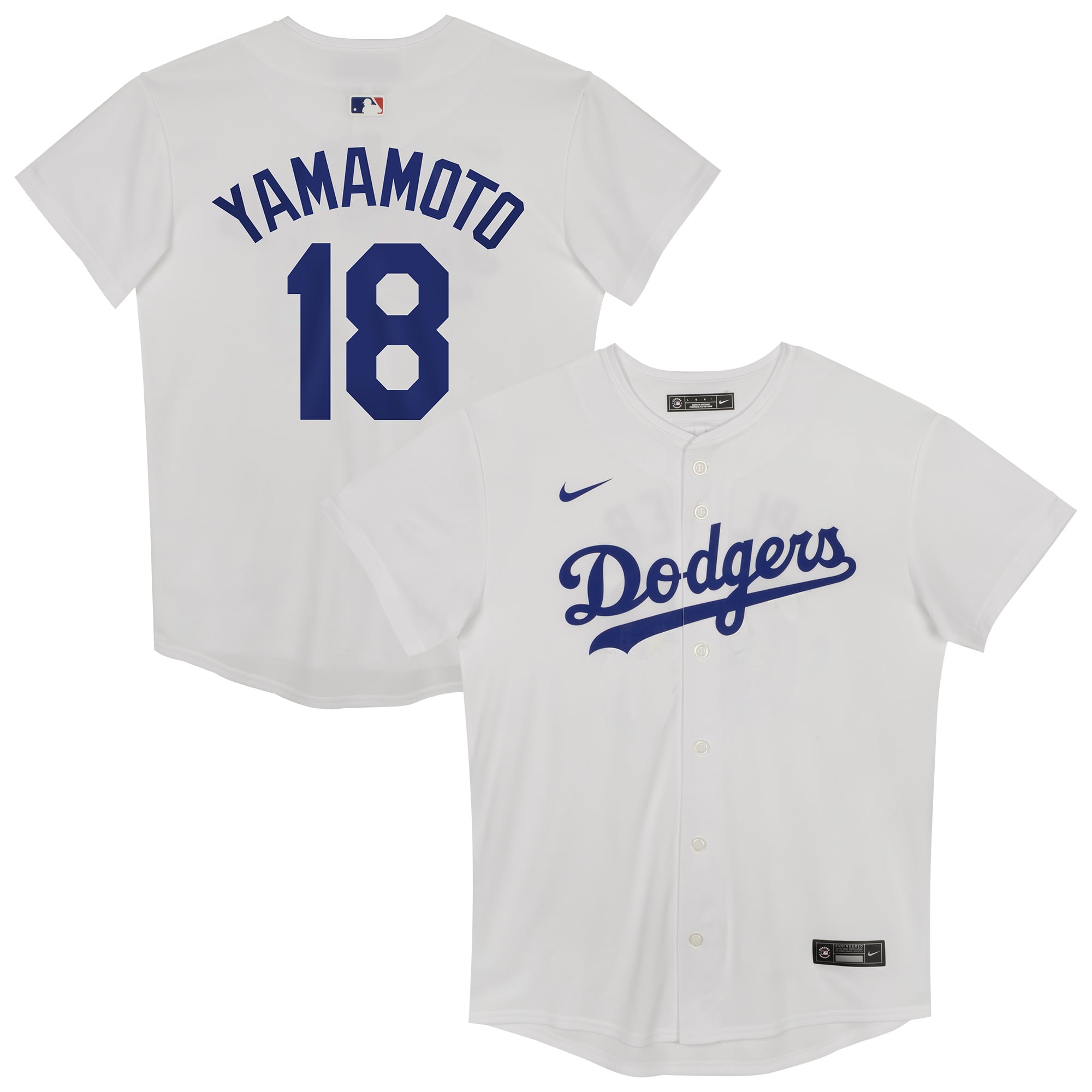 Maillot domicile blanc Nike Yoshinobu Yamamoto des Dodgers de Los Angeles pour enfants d'âge préscolaire