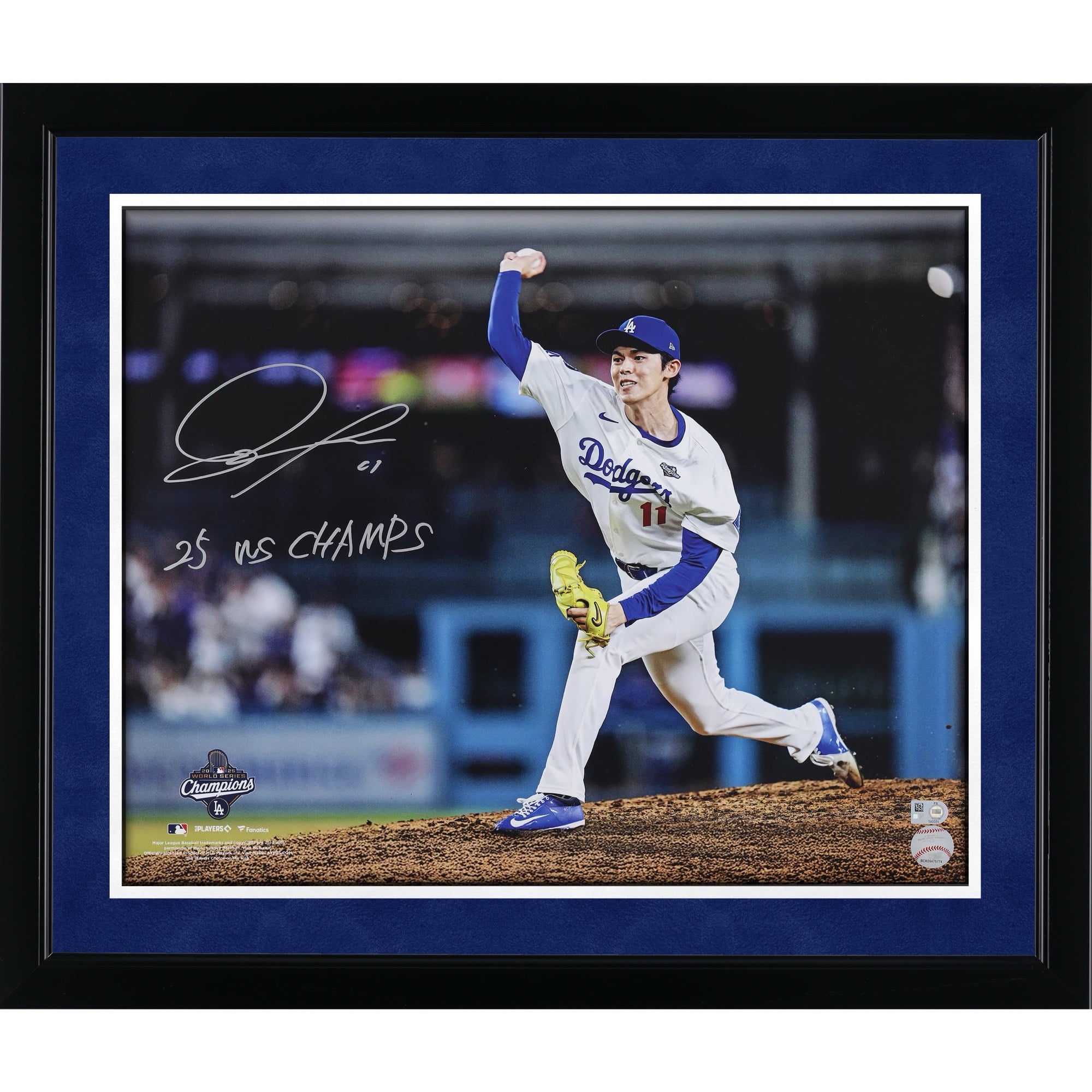 Roki Sasaki Los Angeles Dodgers Autographed 2025 World Series Champions 16" x 20" Photograph with "25 WS Champs" Inscription