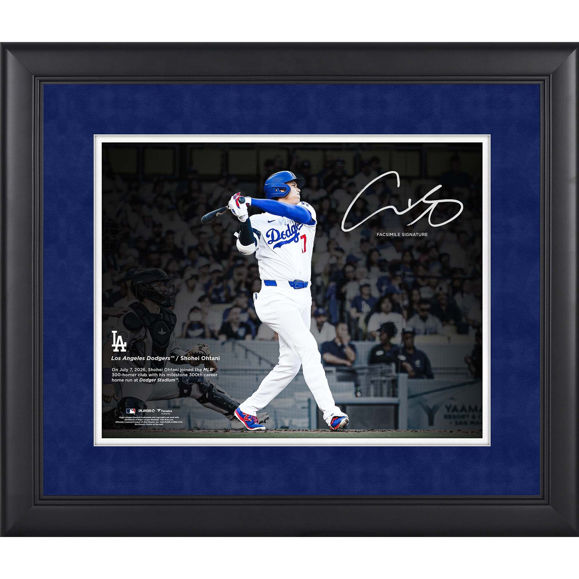 Shohei Ohtani Los Angeles Dodgers Facsimile Signature Framed 11" x 14" 300th Career Home Run Spotlight Photograph