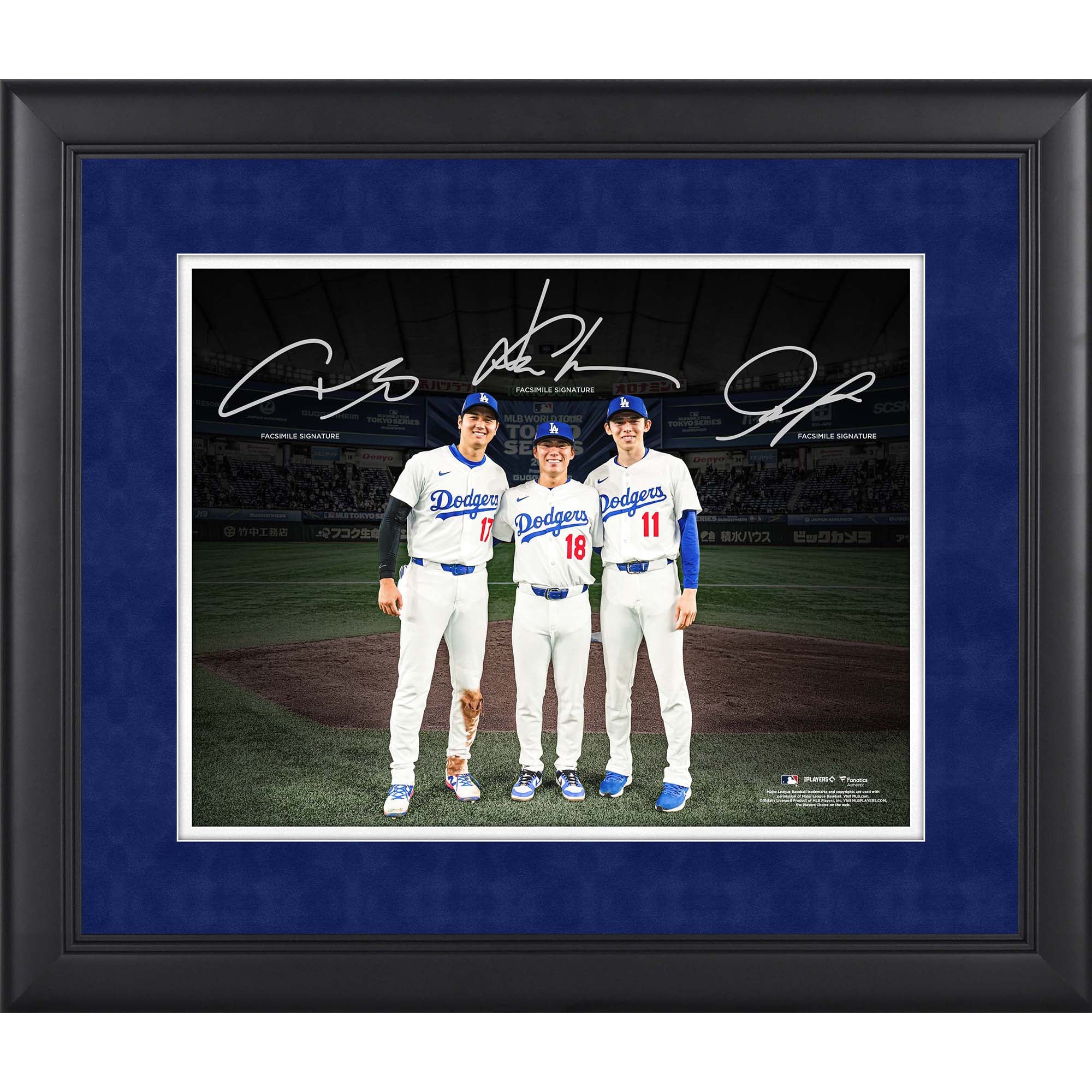 Shohei Ohtani, Yoshinobu Yamamoto et Roki Sasaki Los Angeles Dodgers Fac-similé Signature encadrée 11"x 14" Spotlight Photographie