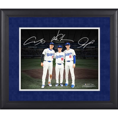 Shohei Ohtani, Yoshinobu Yamamoto & Roki Sasaki Los Angeles Dodgers Facsimile Signature Fanatics Authentic Framed 11" x 14" Spotlight Photograph