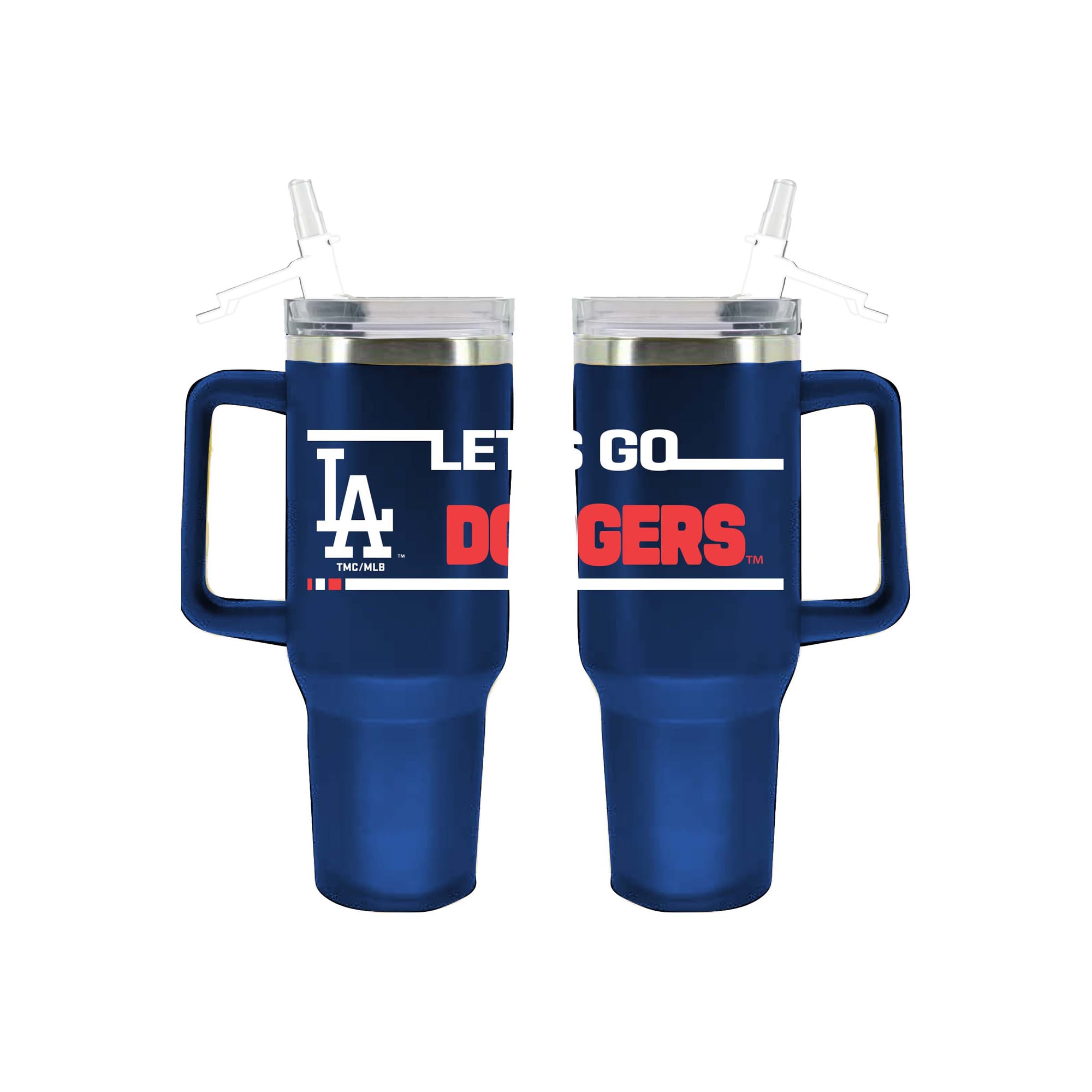 Gobelet isotherme de 1,2 L (40 oz) en acier inoxydable aux couleurs de l'équipe Los Angeles Dodgers, avec paille rabattable, de The Memory Company.