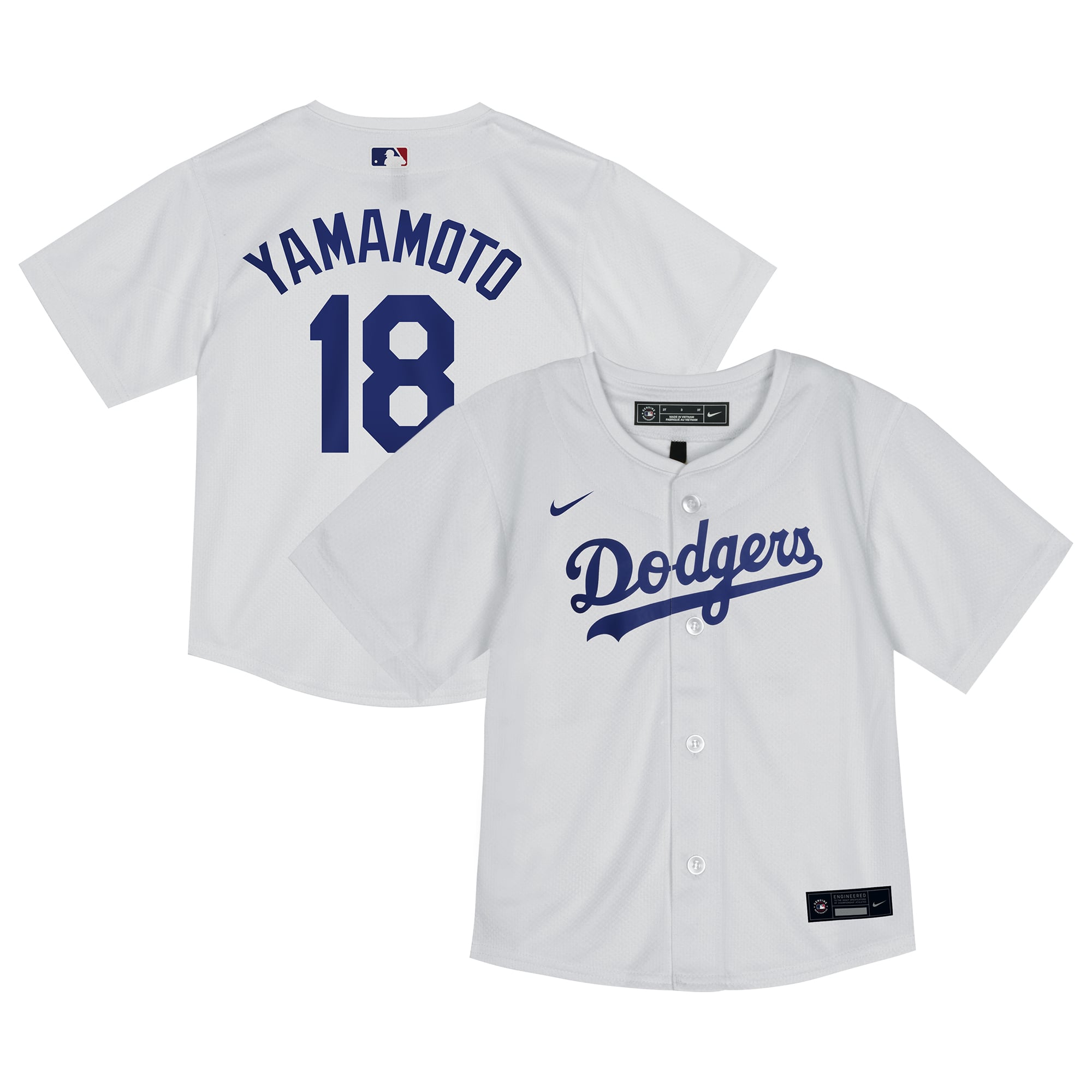 Maillot réplique domicile blanc Nike Yoshinobu Yamamoto des Los Angeles Dodgers pour tout-petit