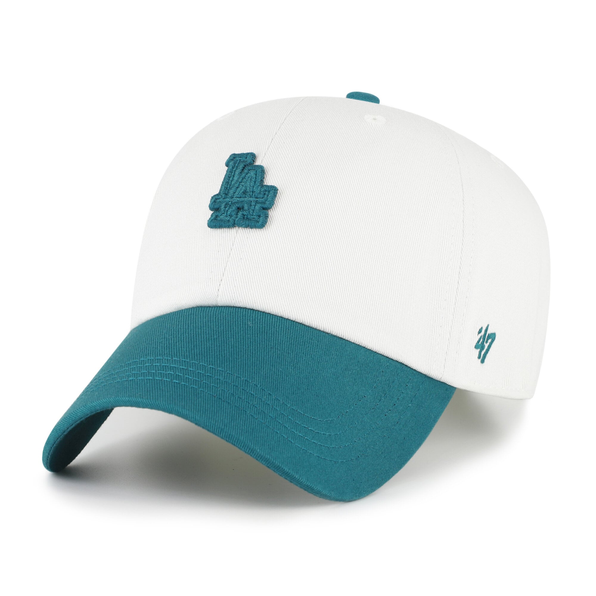 Unisex '47 White/Teal Los Angeles Dodgers Contemporary Tonal Clean Up Adjustable Hat