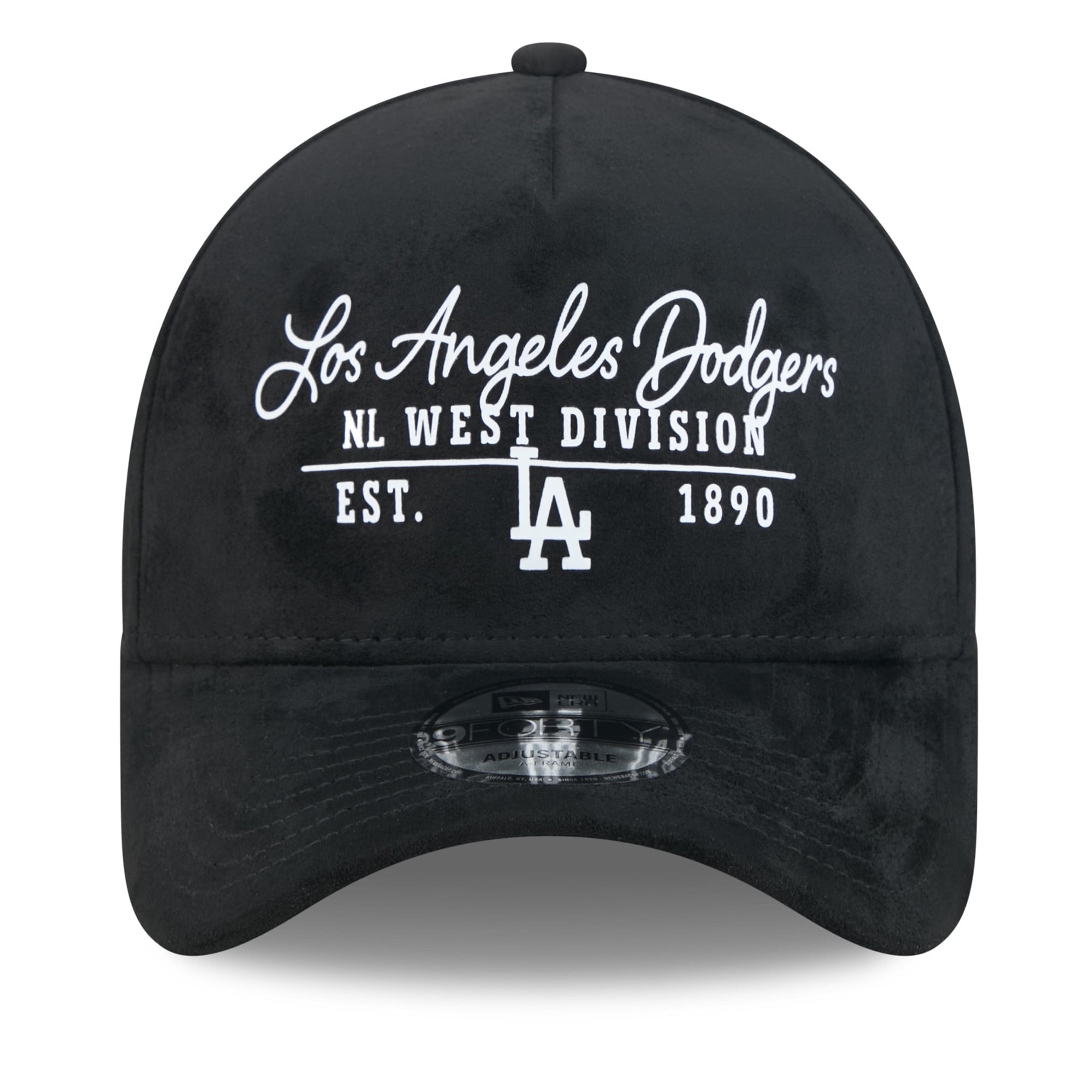 Unisex New Era Black Los Angeles Dodgers Script Text 9FORTY A-Frame Adjustable Hat