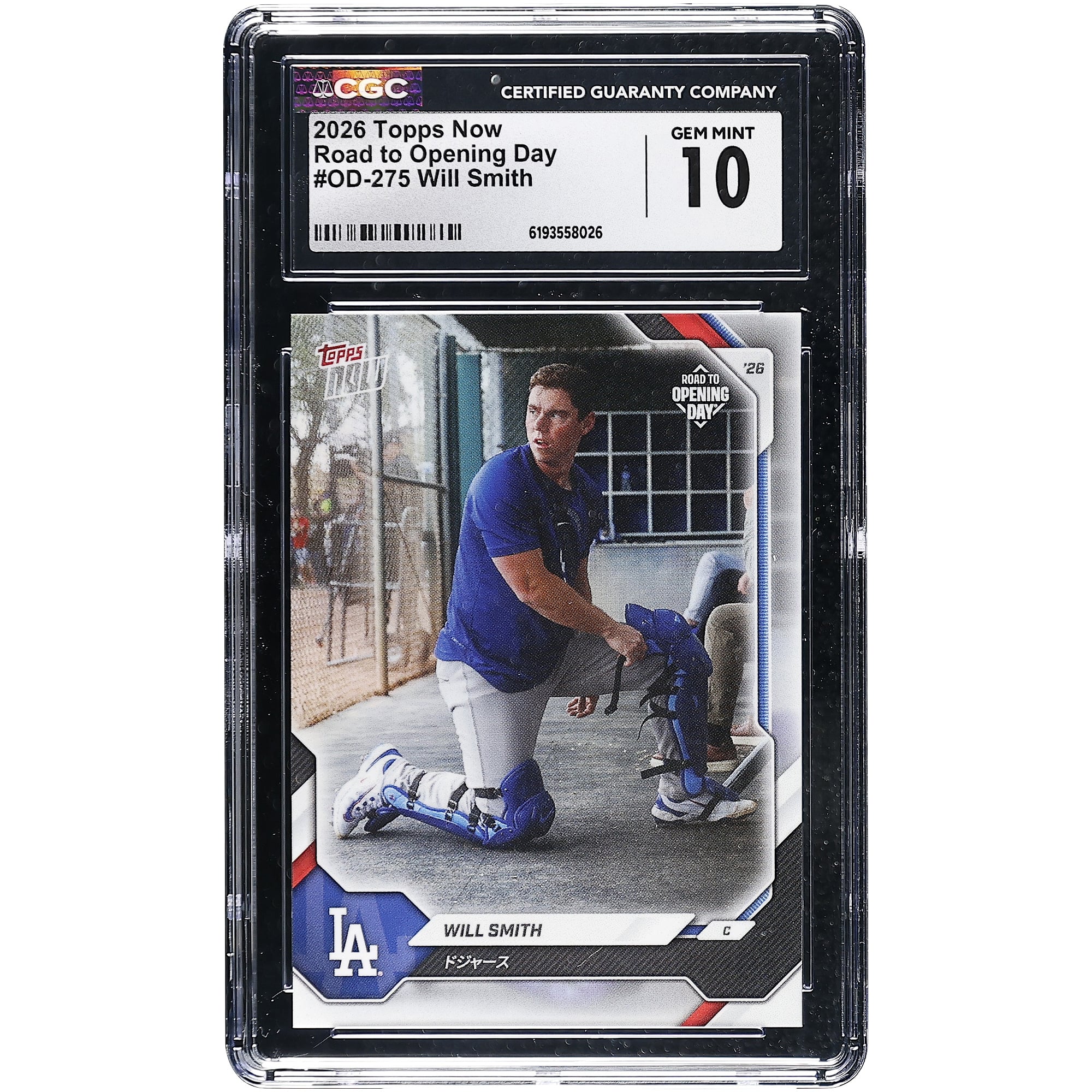 Carte Will Smith des Los Angeles Dodgers 2026 Topps Now Road to Opening Day - Édition Japon #OD-275, authentifiée CGC (10 cartes).