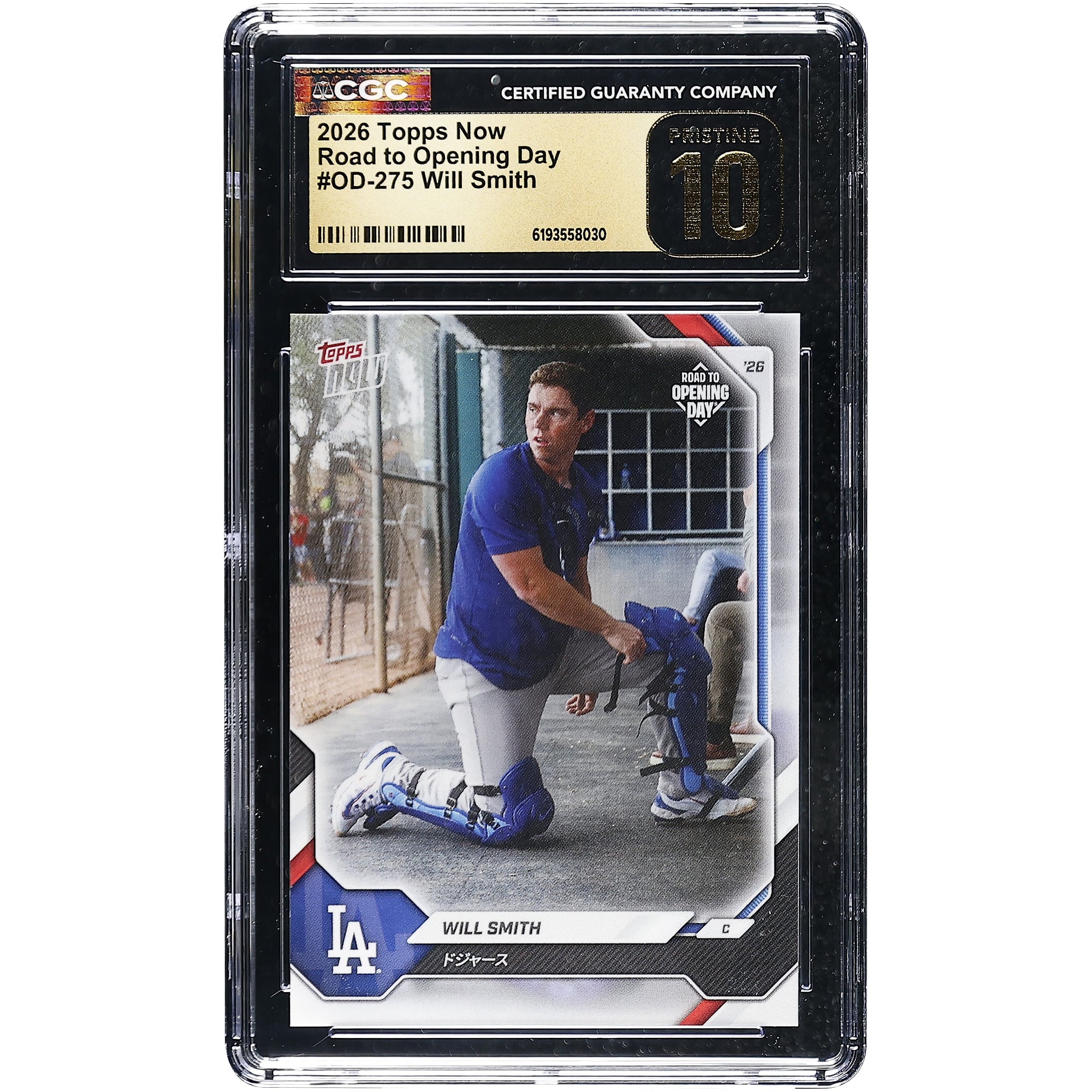 Carte Will Smith des Dodgers de Los Angeles 2026 Topps Now Road to Opening Day - Édition Japon #OD-275, authentifiée CGC, état impeccable (10/10).