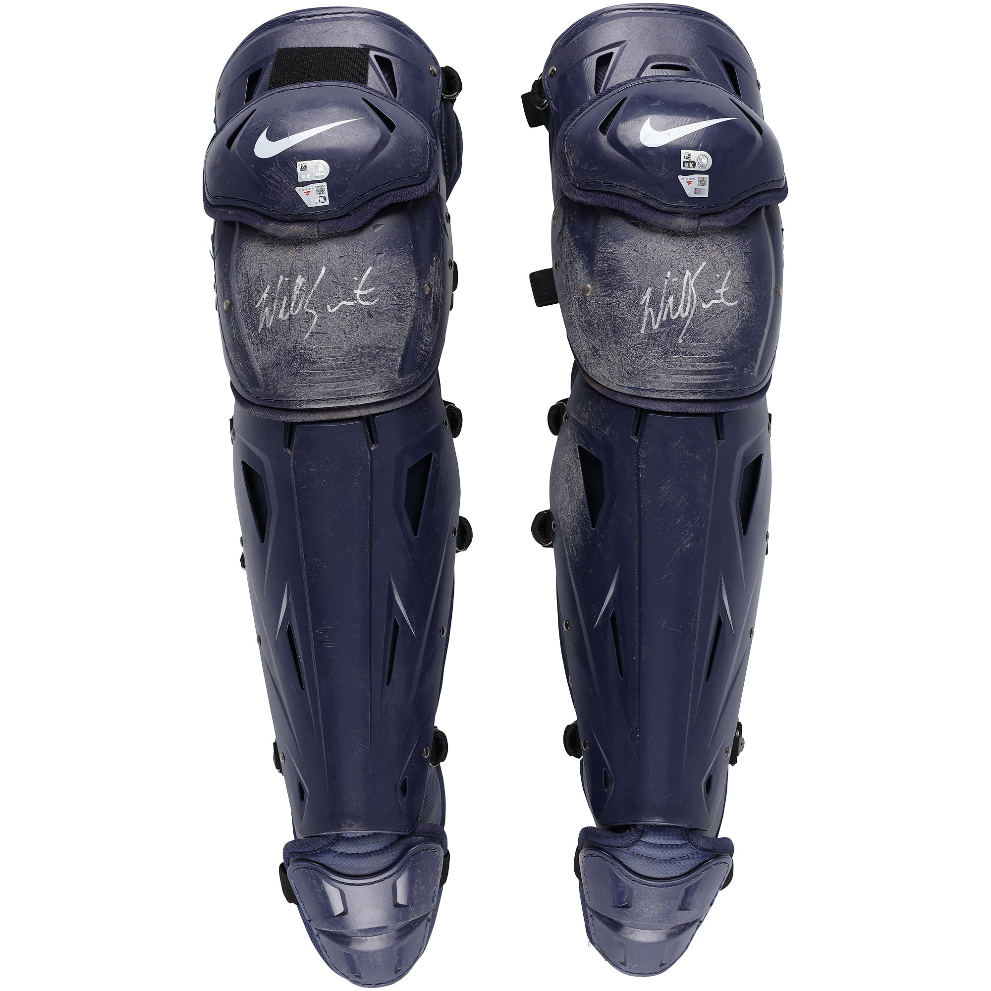 Will Smith Los Angeles Dodgers Autographed Game-Used Navy Nike Shin Guards from the 2024 MLB Season